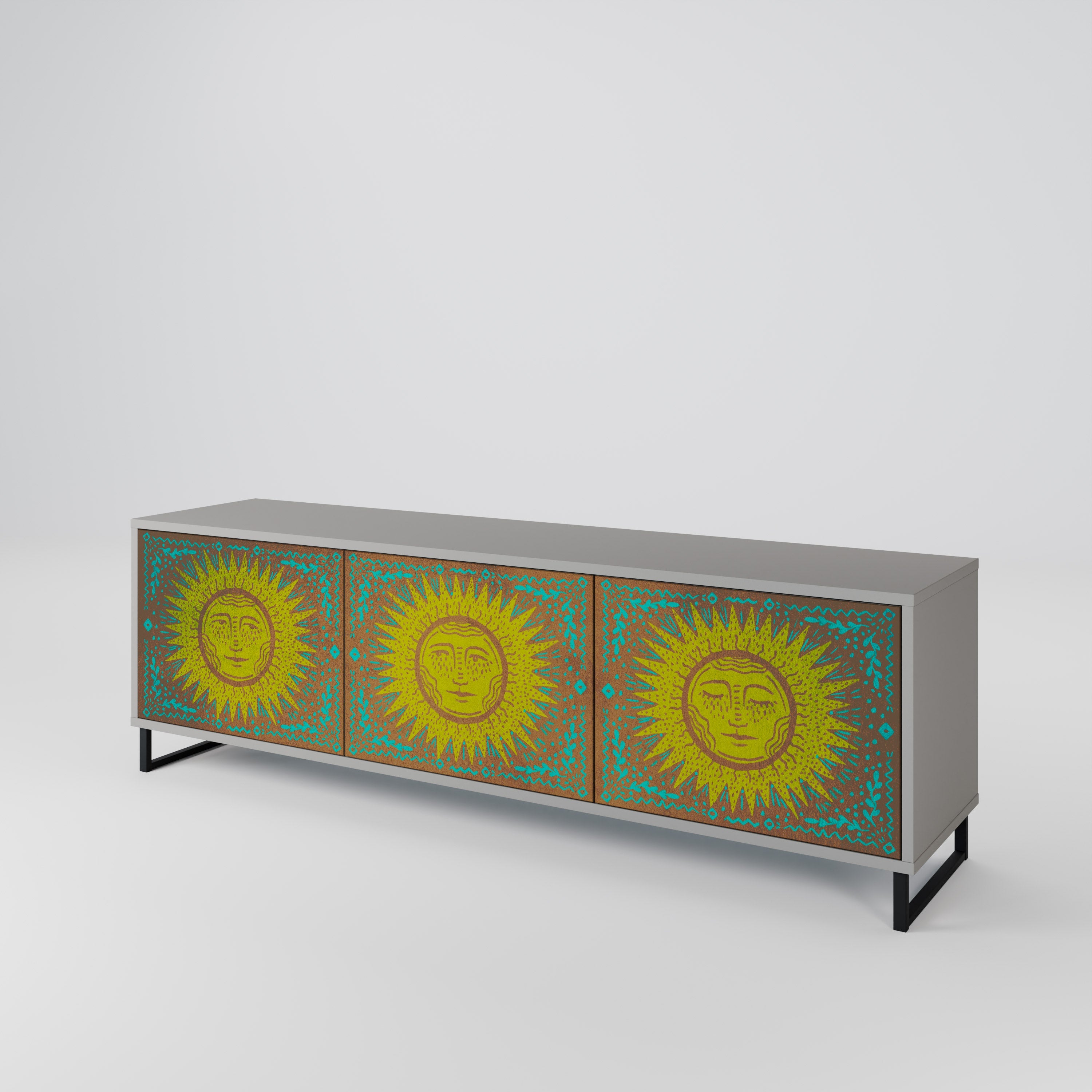 SUNSHINE EULOGY Móvel de TV com 3 Portas em Acabamento Cinzento