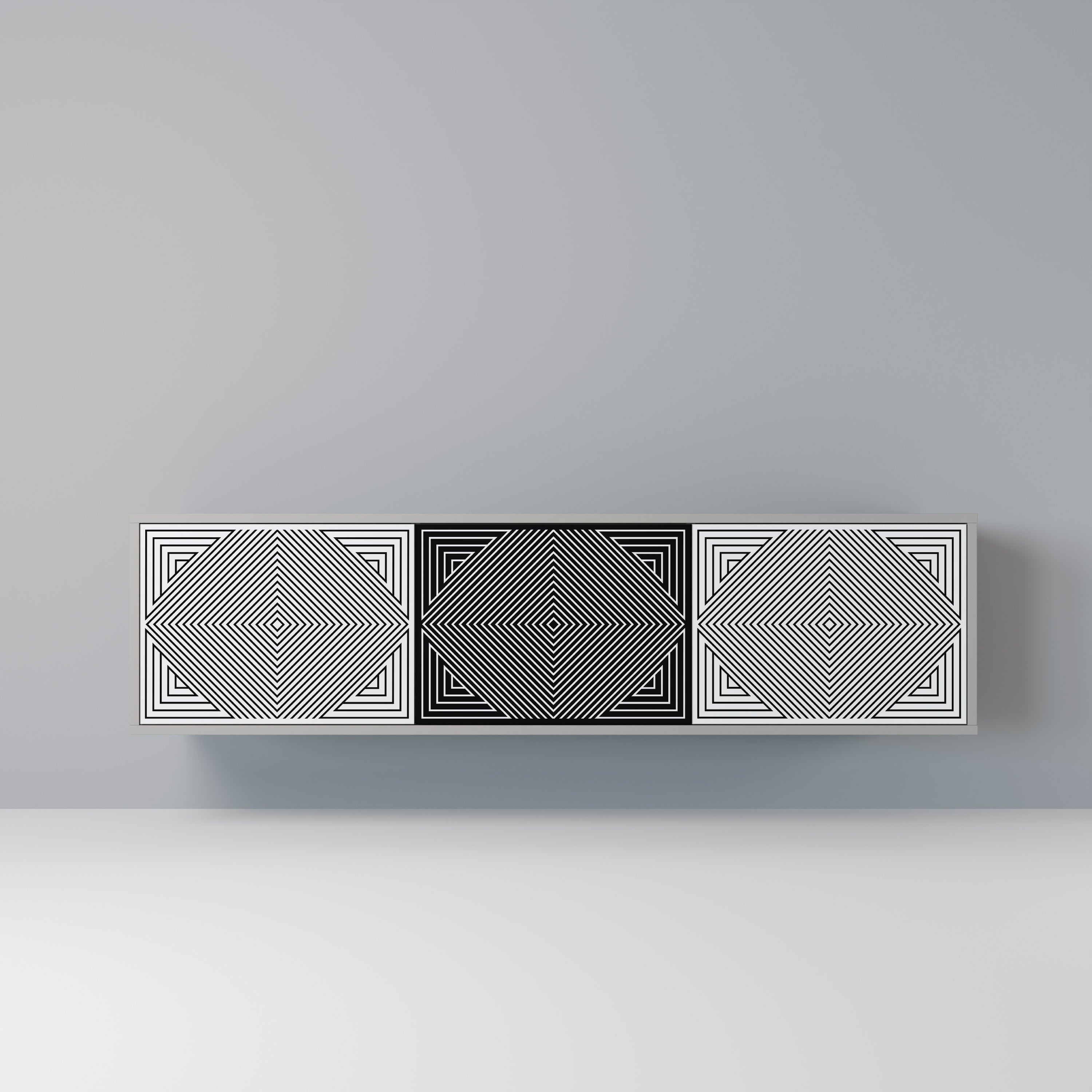 POLYGON ILLUSION Móvel de TV com 3 Portas em Acabamento Cinzento