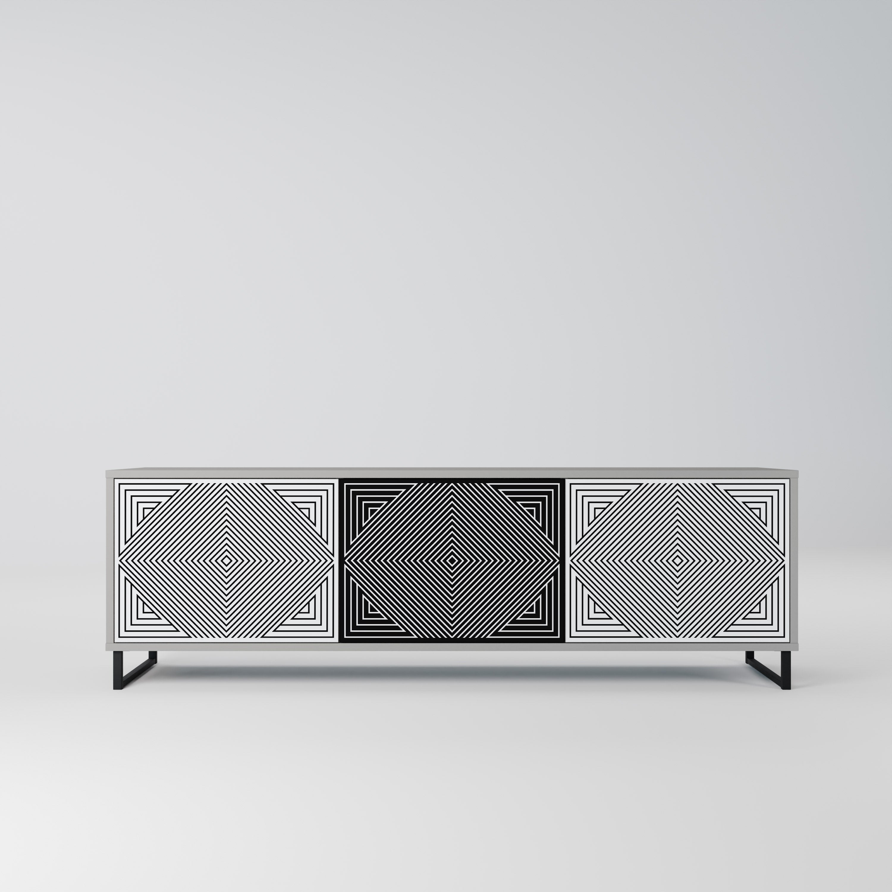 POLYGON ILLUSION Móvel de TV com 3 Portas em Acabamento Cinzento
