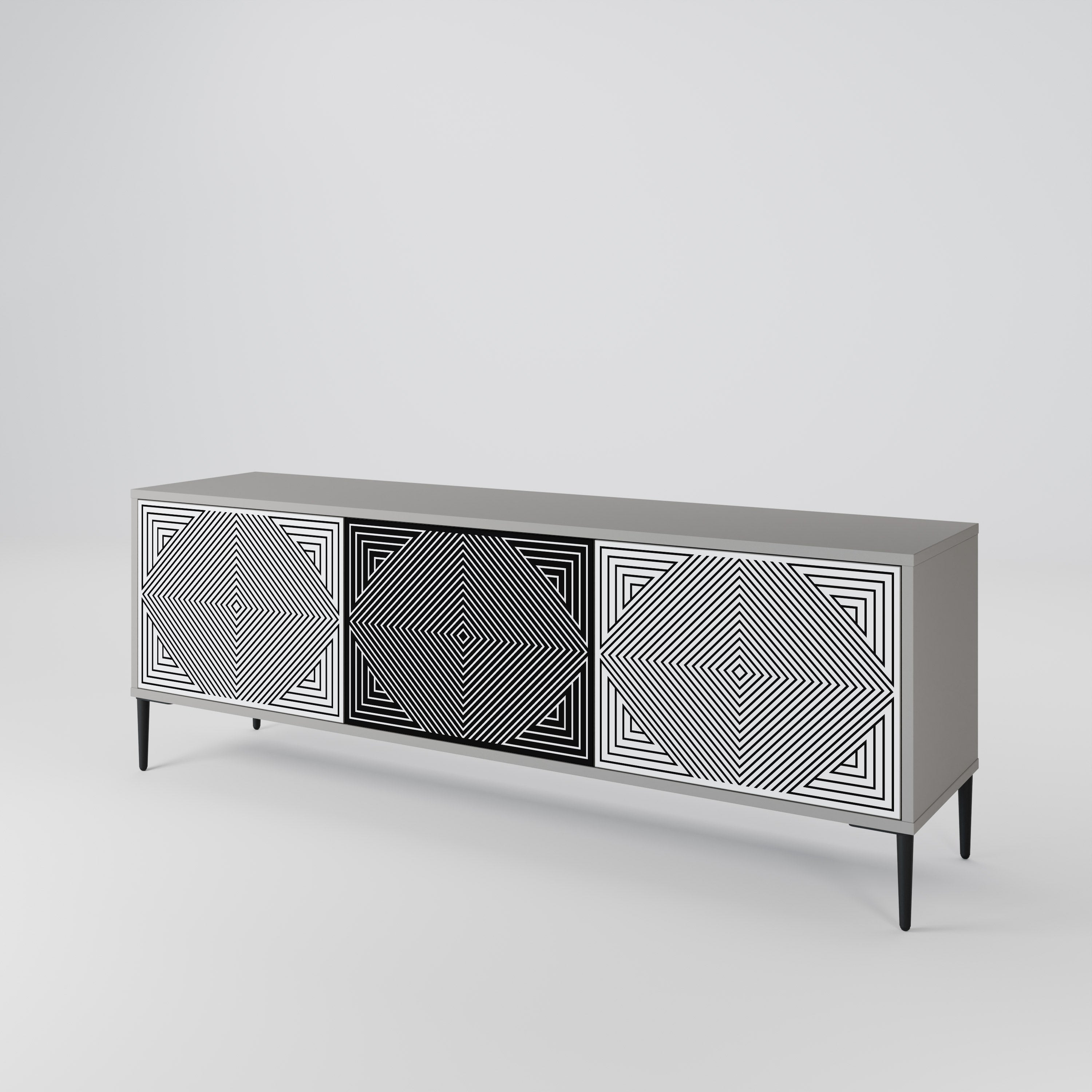 POLYGON ILLUSION Móvel de TV com 3 Portas em Acabamento Cinzento
