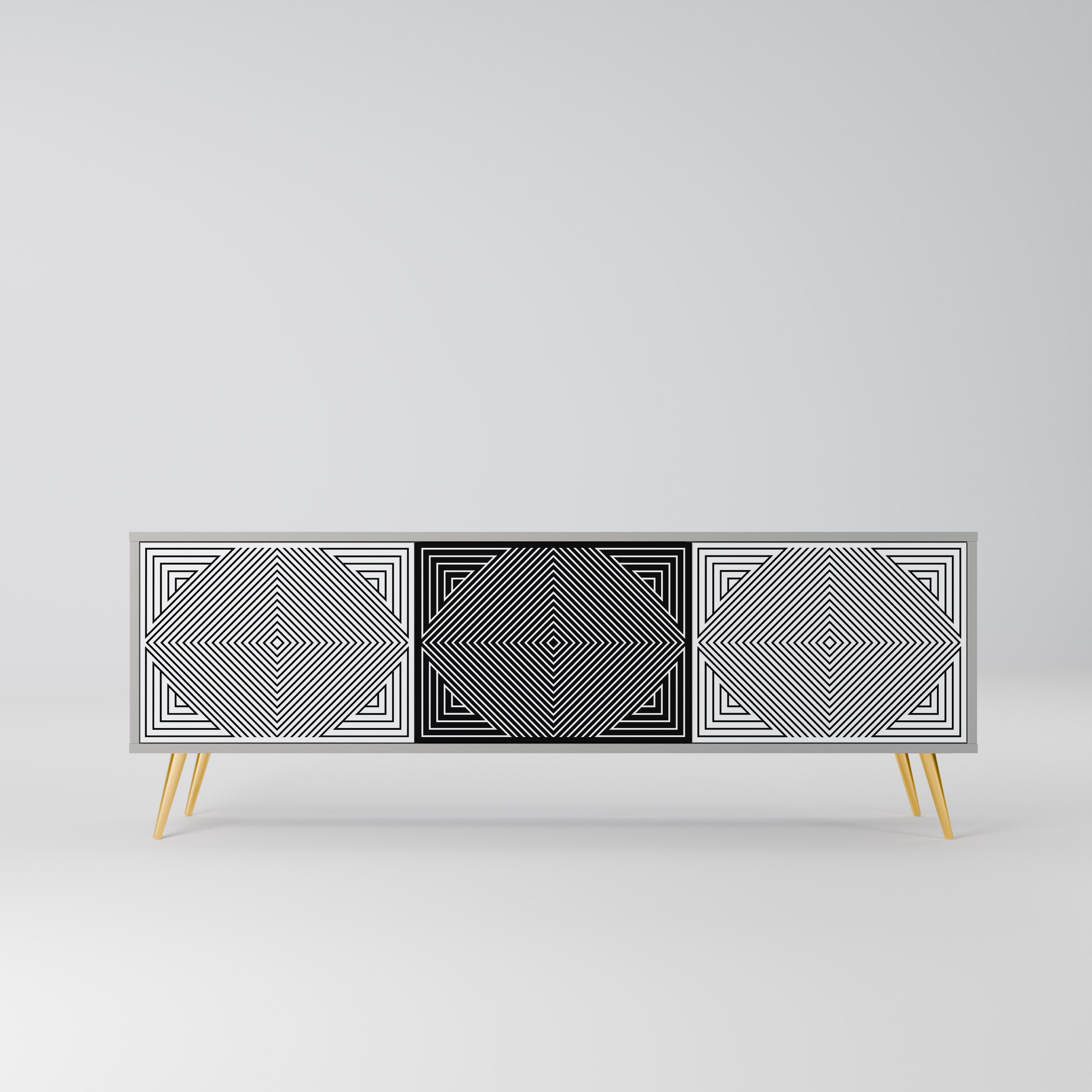 POLYGON ILLUSION Móvel de TV com 3 Portas em Acabamento Cinzento