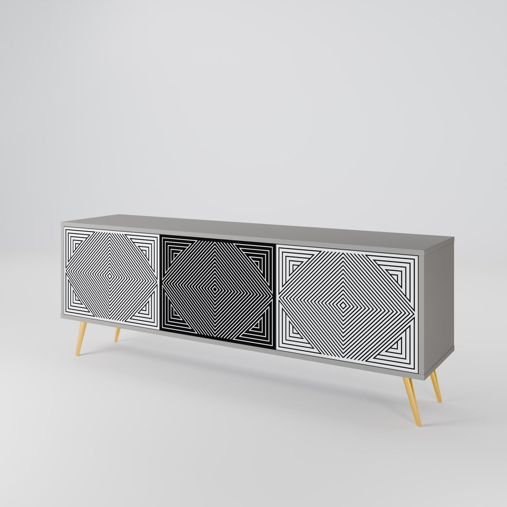 POLYGON ILLUSION Móvel de TV com 3 Portas em Acabamento Cinzento