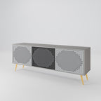 POLYGON ILLUSION Móvel de TV com 3 Portas em Acabamento Cinzento