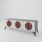 BROWN CIRCLES Móvel de TV com 3 Portas em Acabamento Cinzento