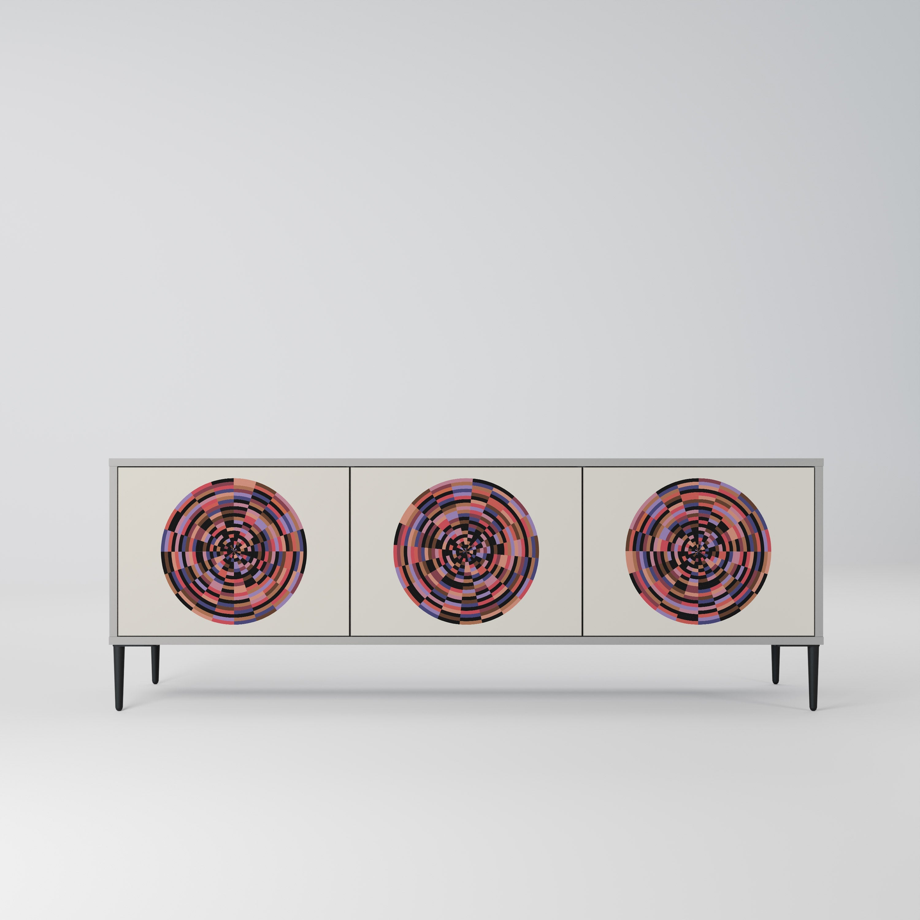 BROWN CIRCLES Móvel de TV com 3 Portas em Acabamento Cinzento