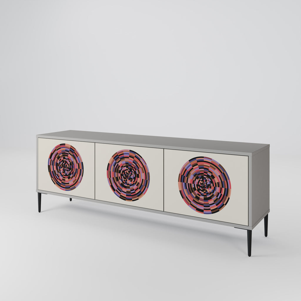 BROWN CIRCLES Móvel de TV com 3 Portas em Acabamento Cinzento