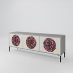 BROWN CIRCLES Móvel de TV com 3 Portas em Acabamento Cinzento