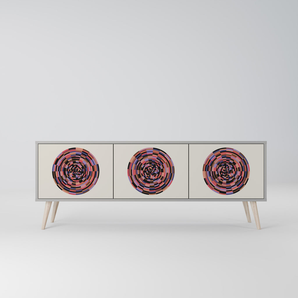 BROWN CIRCLES Móvel de TV com 3 Portas em Acabamento Cinzento