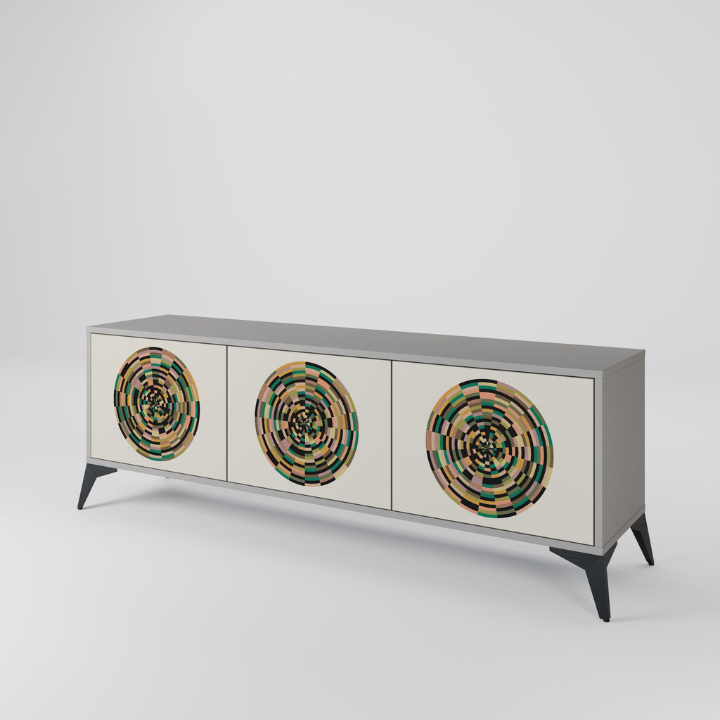 GREEN CIRCLES Móvel de TV com 3 Portas em Acabamento Cinzento