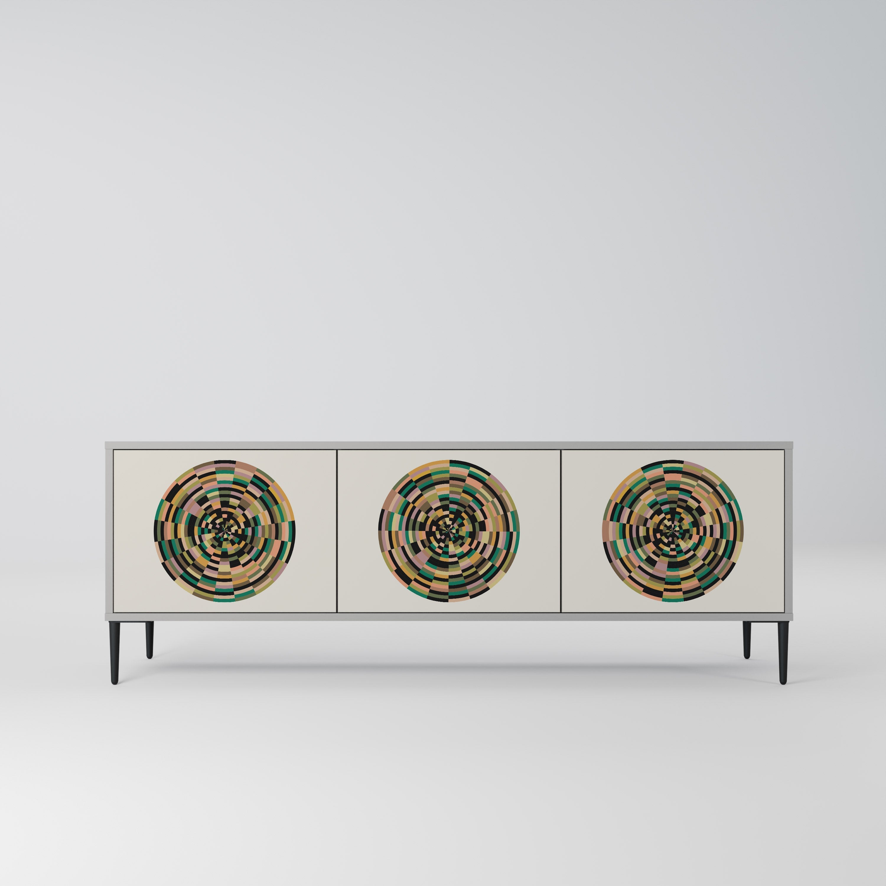 GREEN CIRCLES Móvel de TV com 3 Portas em Acabamento Cinzento