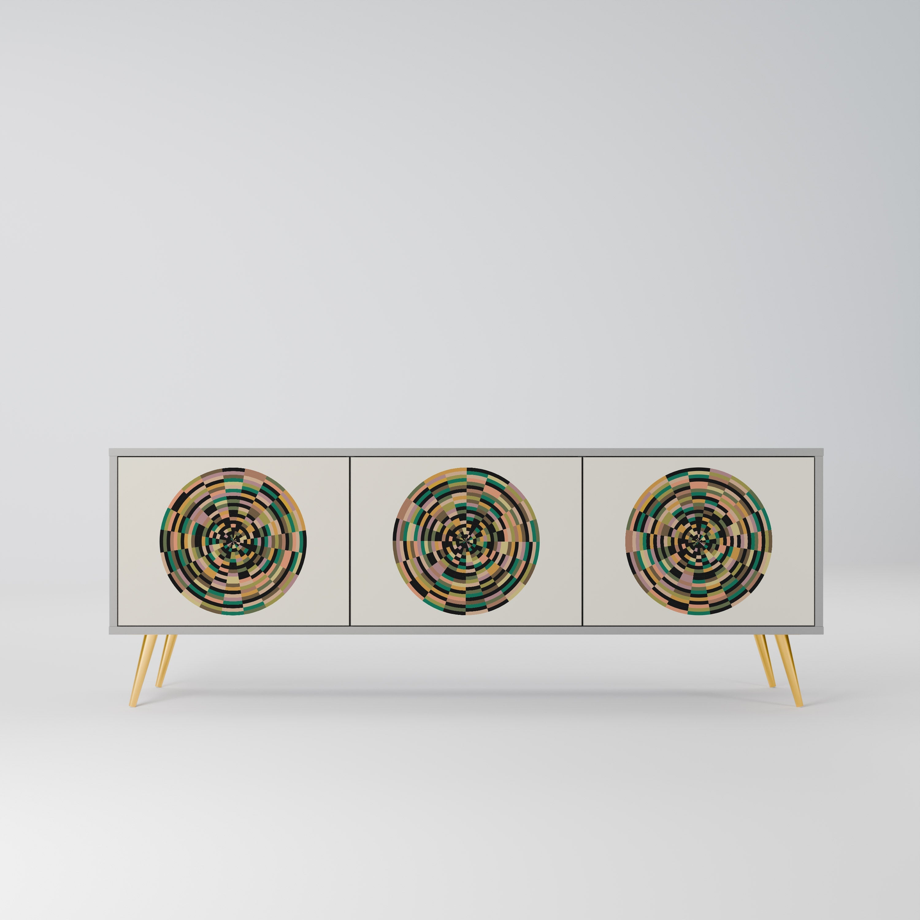 GREEN CIRCLES Móvel de TV com 3 Portas em Acabamento Cinzento