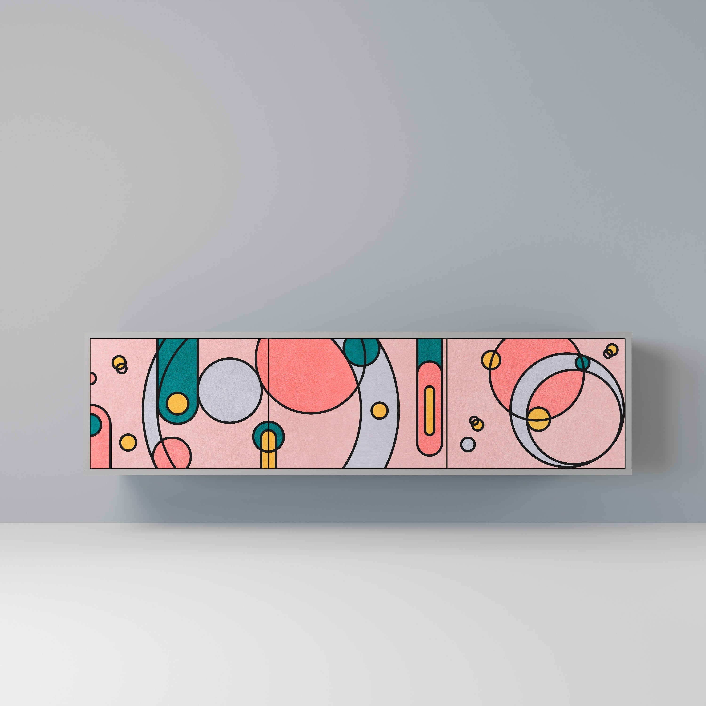 GOSSAMER ECHOES Móvel de TV com 3 Portas em Acabamento Cinzento