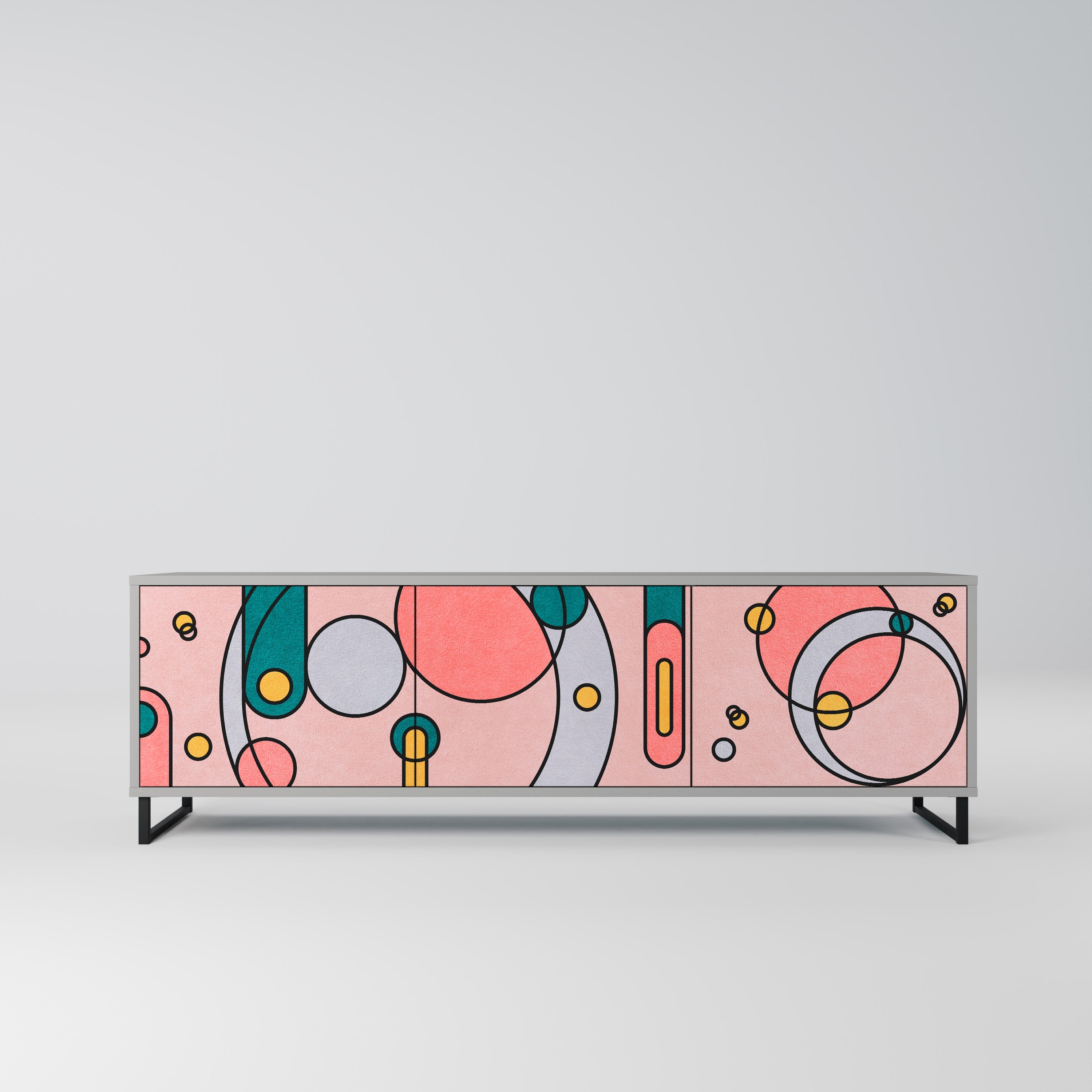 GOSSAMER ECHOES Móvel de TV com 3 Portas em Acabamento Cinzento