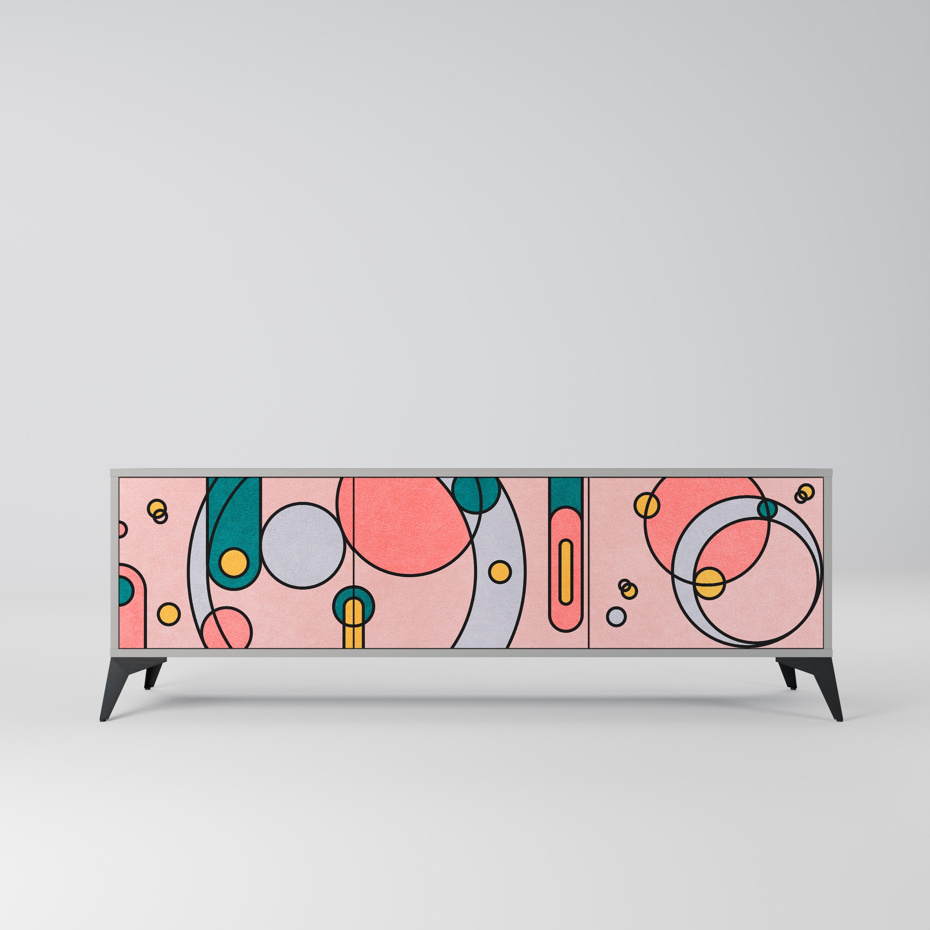 GOSSAMER ECHOES Móvel de TV com 3 Portas em Acabamento Cinzento