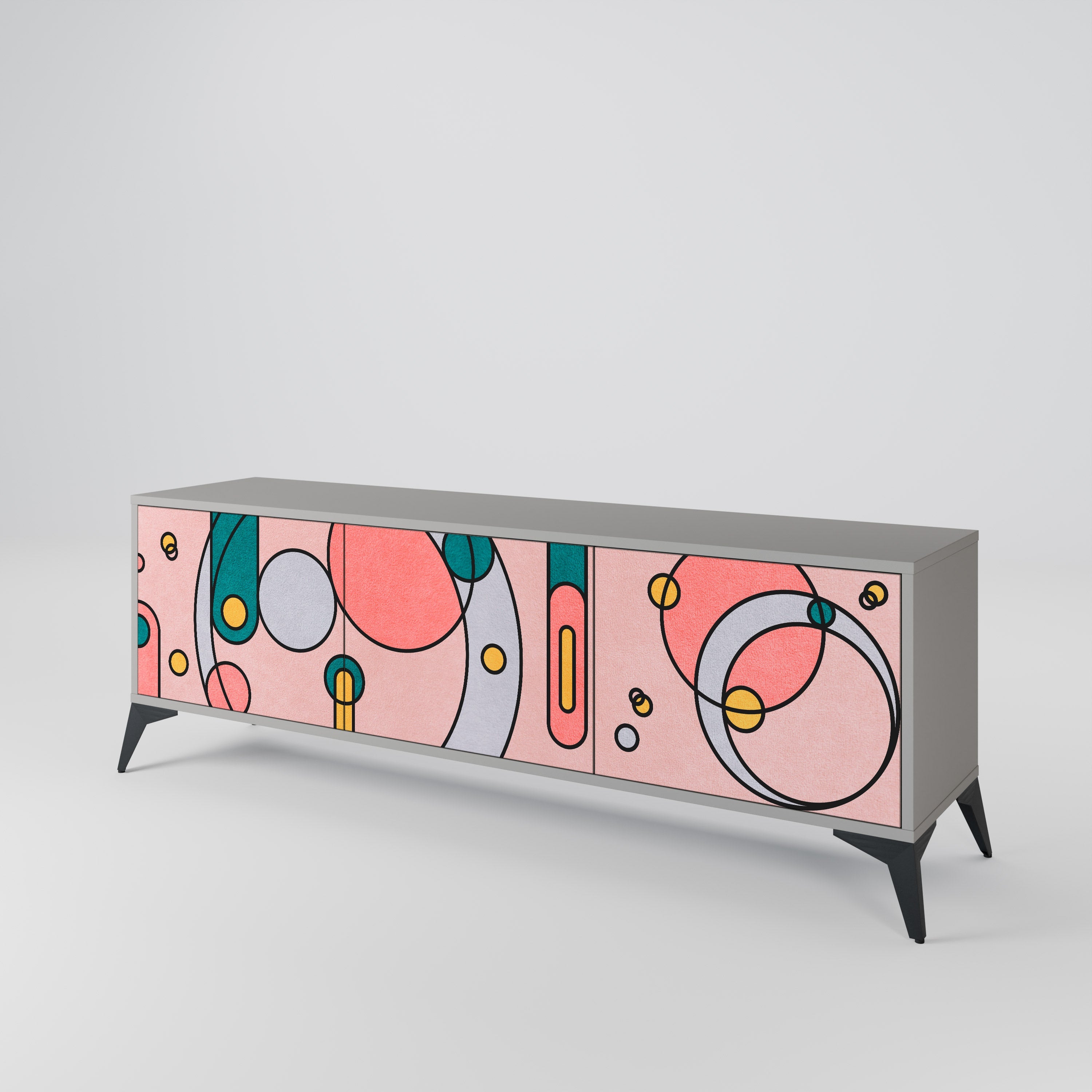 GOSSAMER ECHOES Móvel de TV com 3 Portas em Acabamento Cinzento