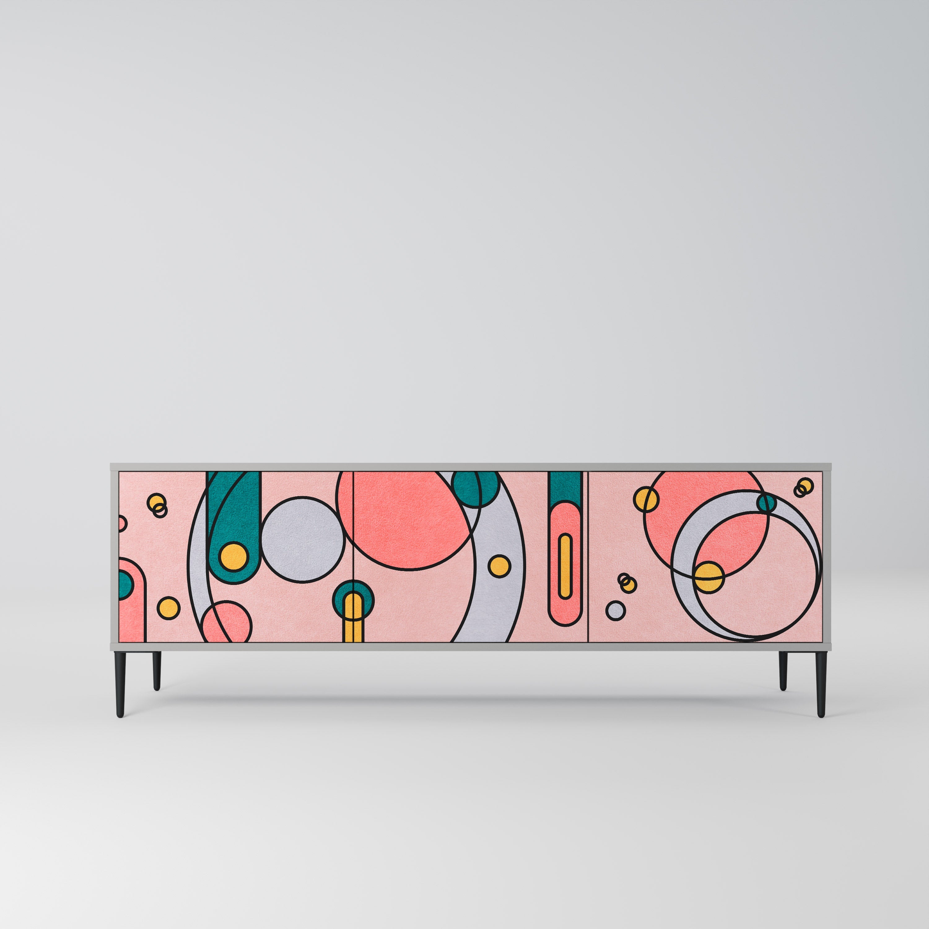 GOSSAMER ECHOES Móvel de TV com 3 Portas em Acabamento Cinzento