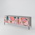 GOSSAMER ECHOES 3-Door TV Stand in Grey Finish