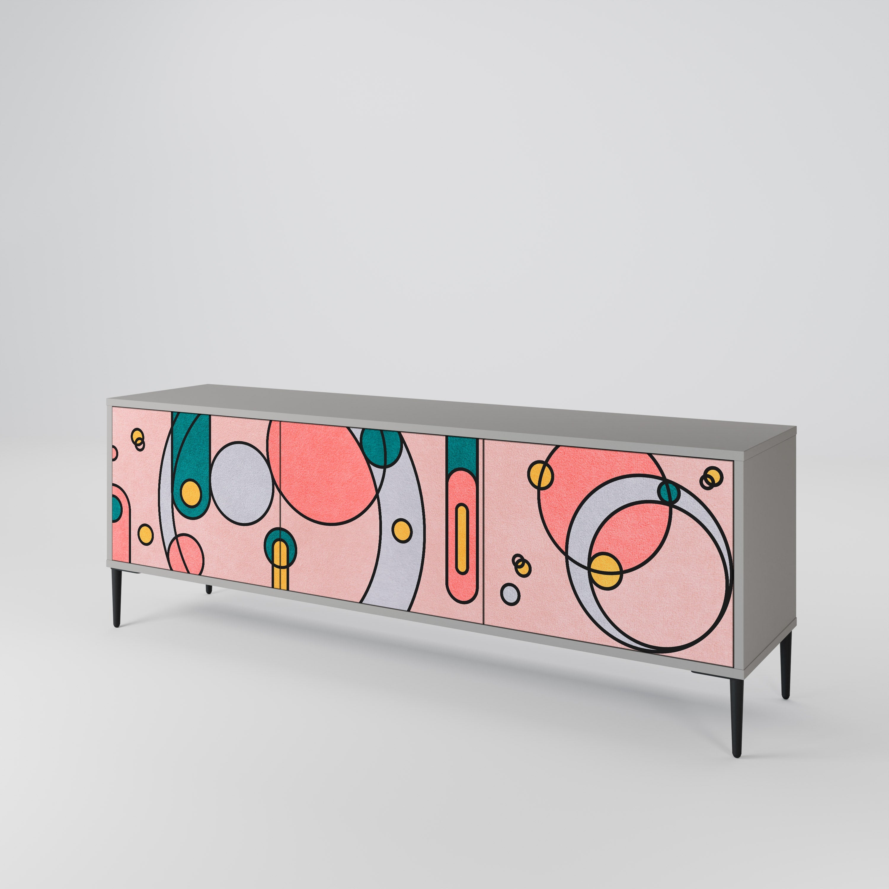 GOSSAMER ECHOES Móvel de TV com 3 Portas em Acabamento Cinzento