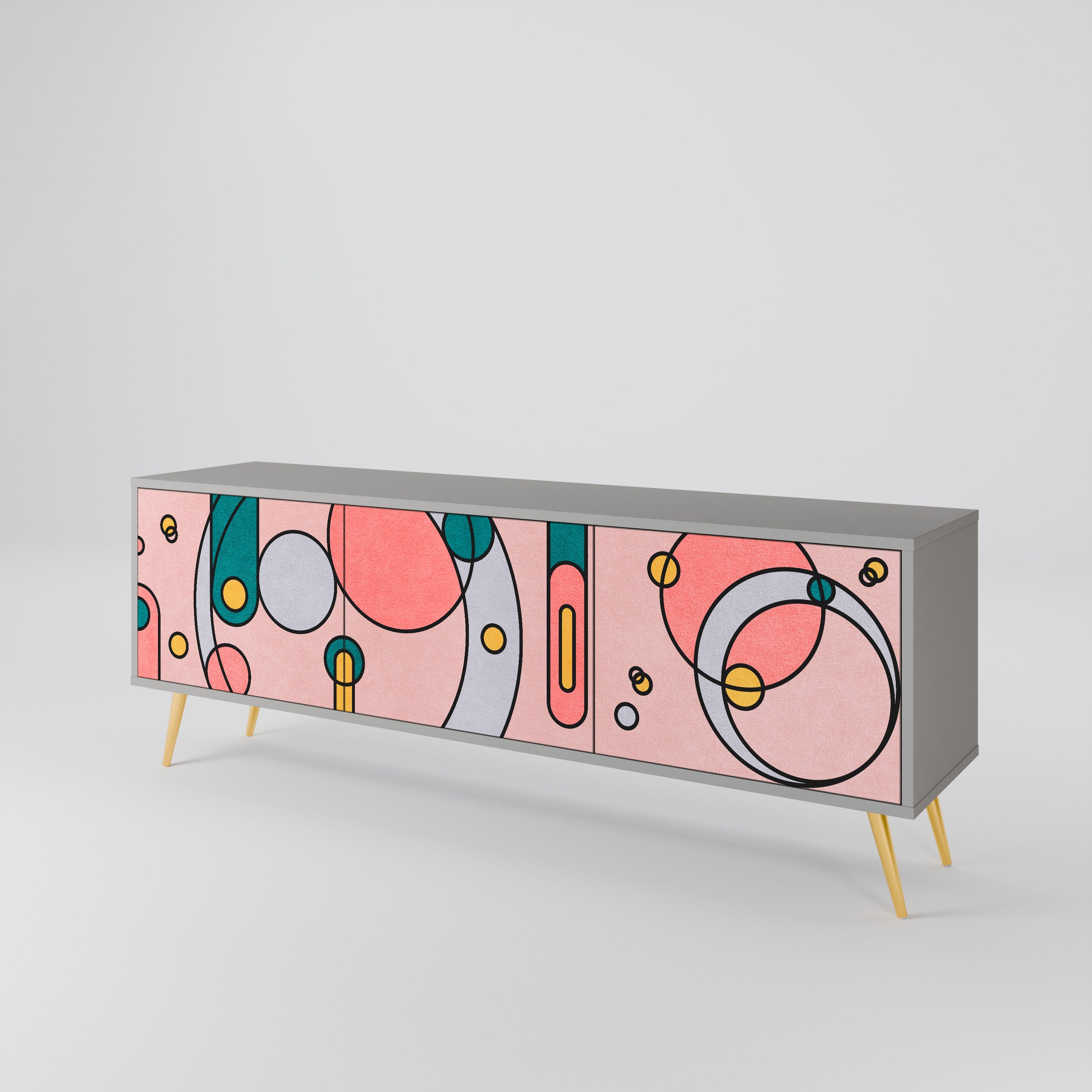 GOSSAMER ECHOES Móvel de TV com 3 Portas em Acabamento Cinzento