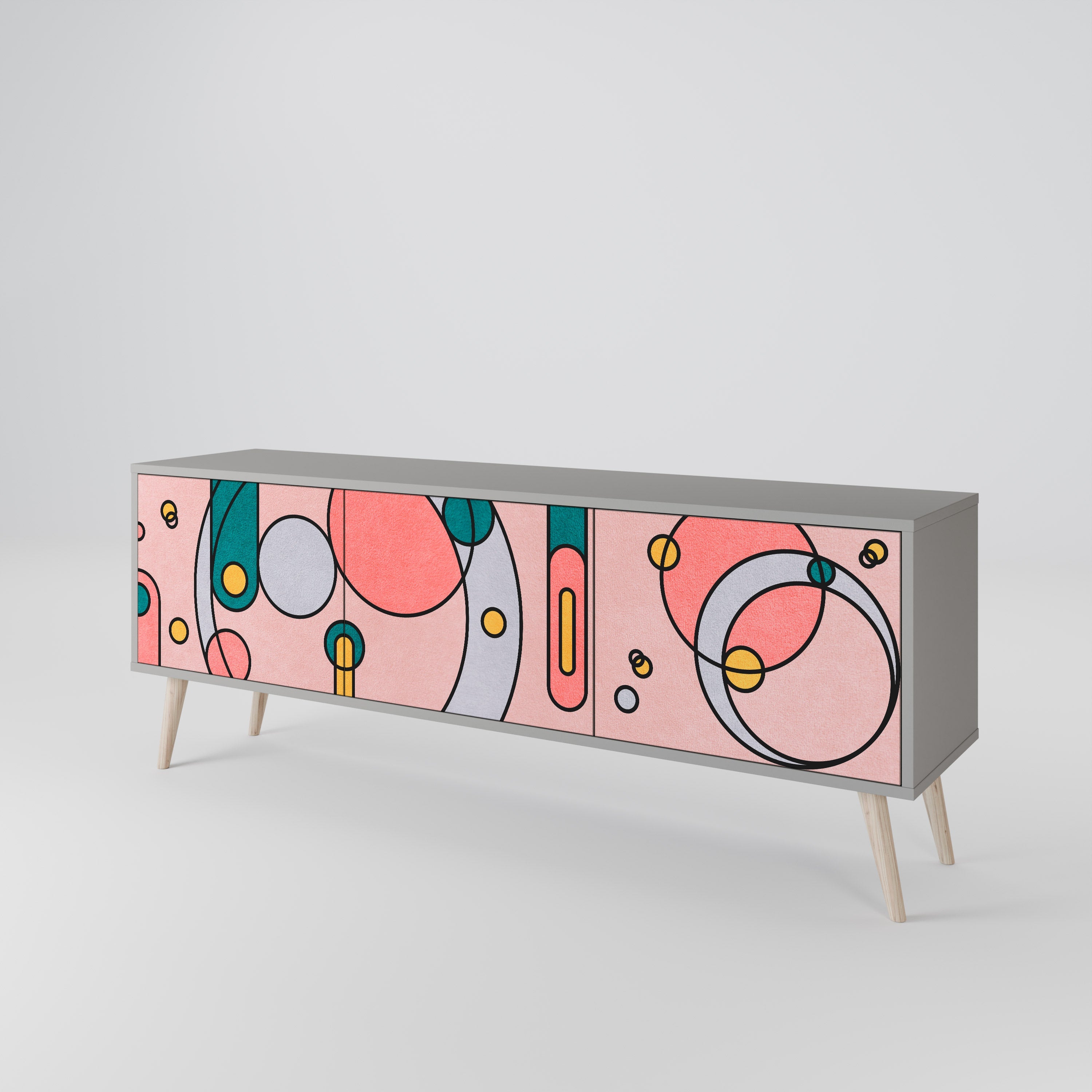 GOSSAMER ECHOES Móvel de TV com 3 Portas em Acabamento Cinzento