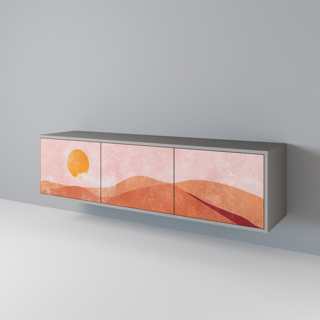 LUMINOUS SUNLIGHT 3-Door TV Stand in Grey Finish