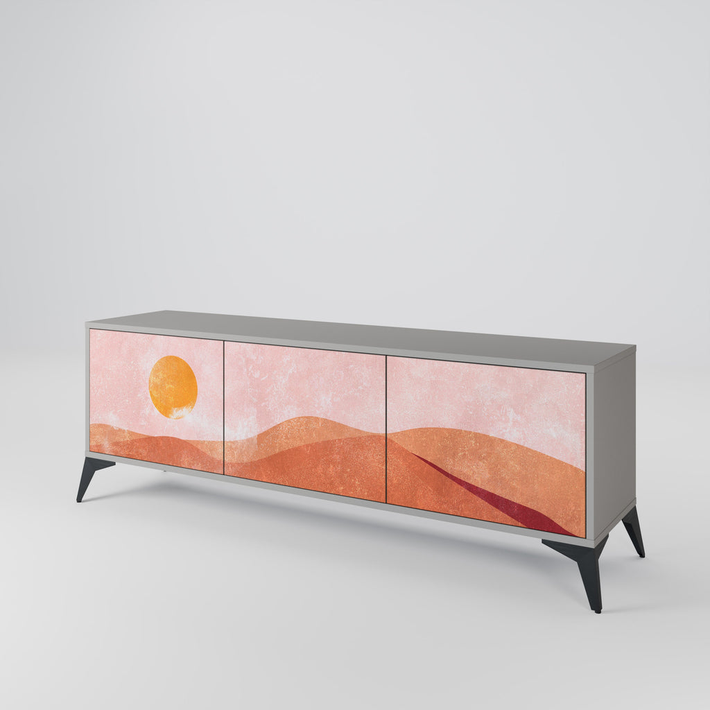 LUMINOUS SUNLIGHT 3-Door TV Stand in Grey Finish