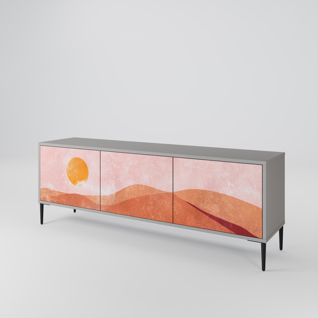 LUMINOUS SUNLIGHT 3-Door TV Stand in Grey Finish