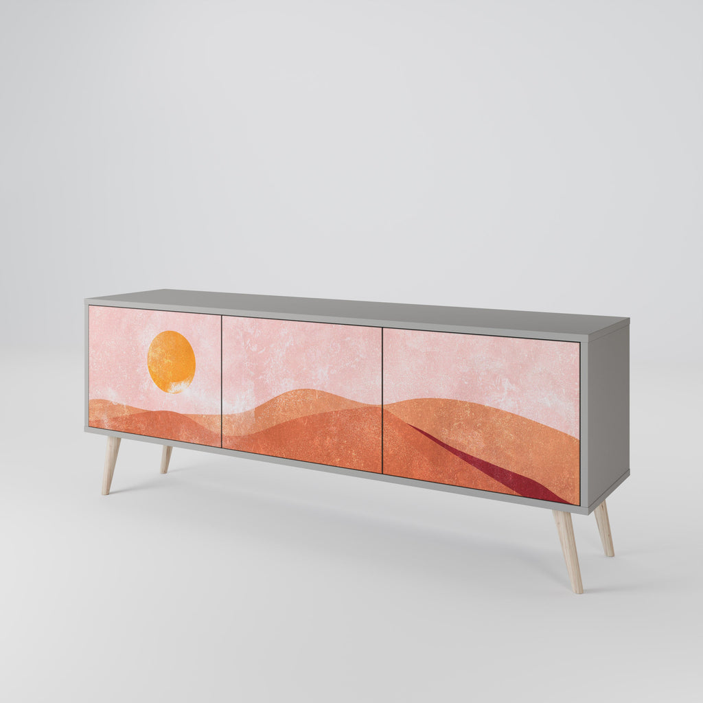 LUMINOUS SUNLIGHT 3-Door TV Stand in Grey Finish