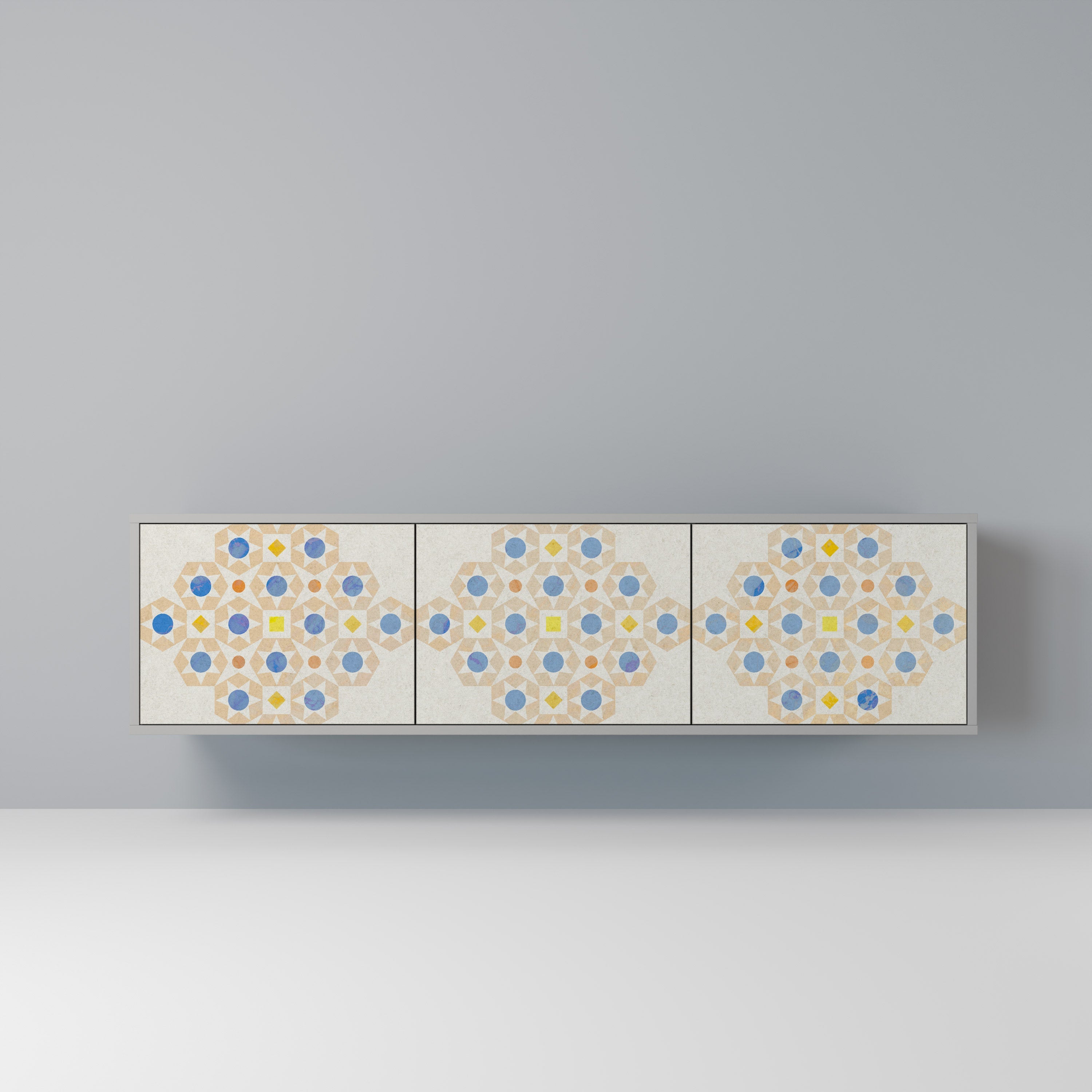 PATTERNED PRISM Móvel de TV com 3 Portas em Acabamento Cinzento