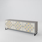 PATTERNED PRISM 3-Door TV Stand in Grey Finish