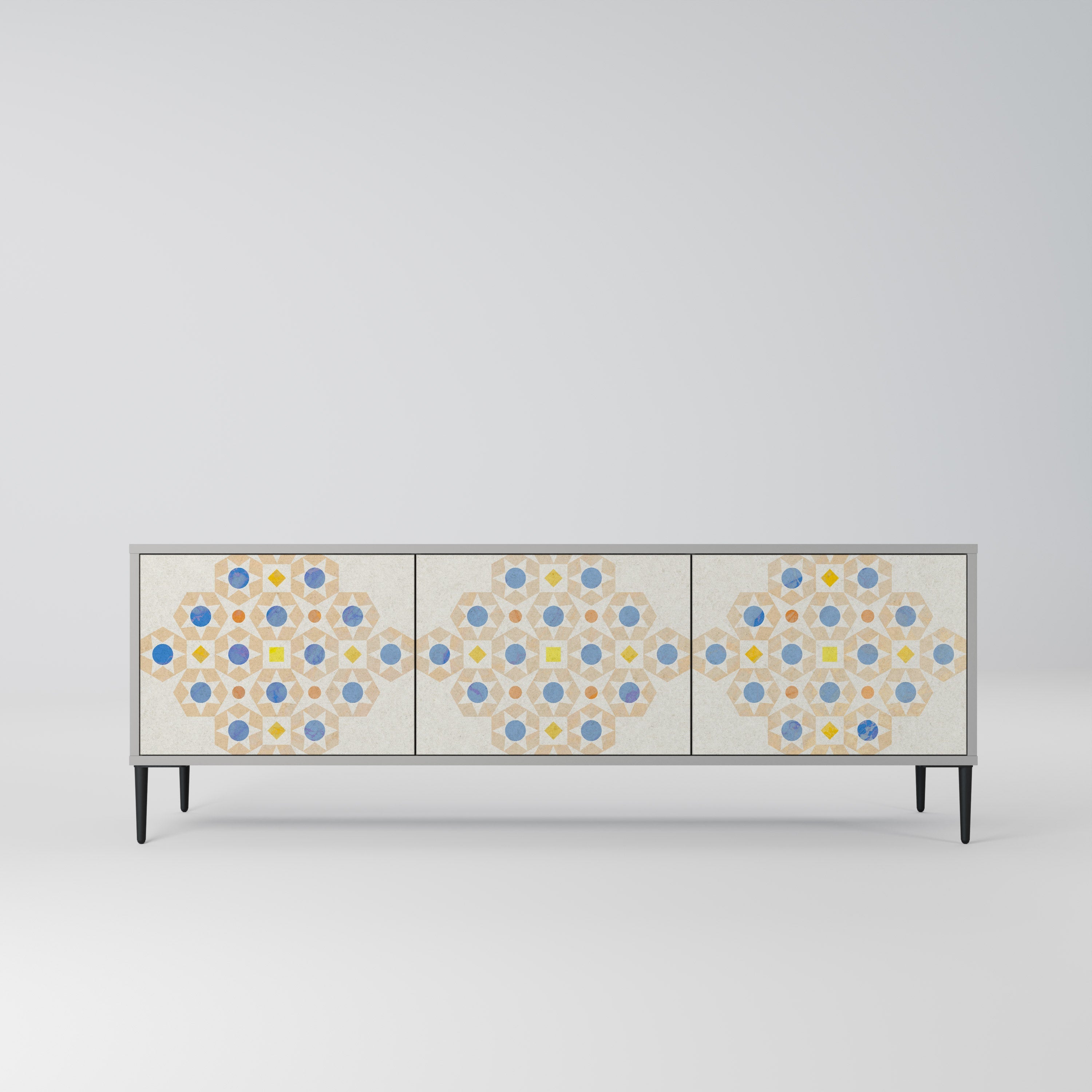 PATTERNED PRISM Móvel de TV com 3 Portas em Acabamento Cinzento