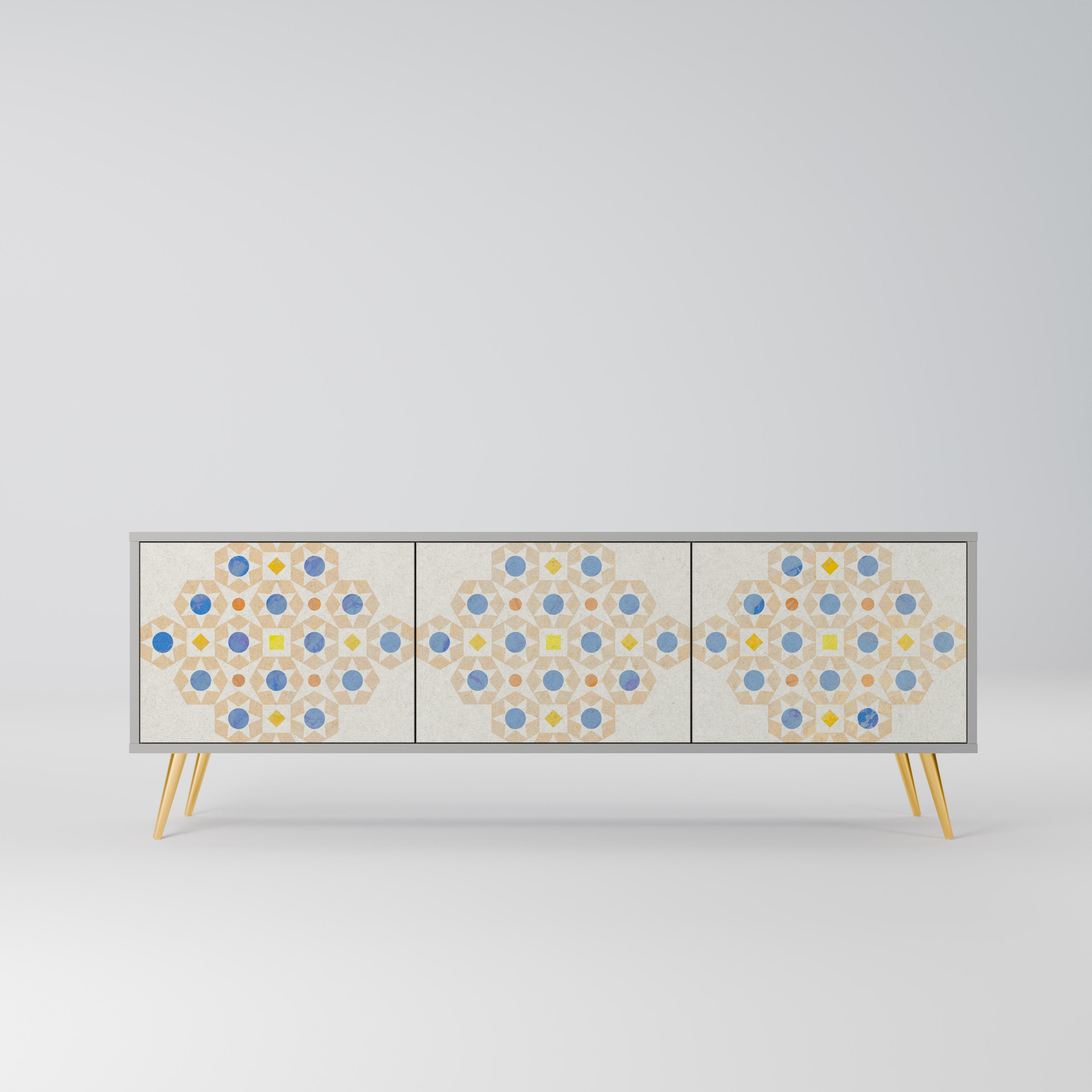 PATTERNED PRISM Móvel de TV com 3 Portas em Acabamento Cinzento