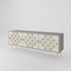 PATTERNED PRISM 3-Door TV Stand in Grey Finish