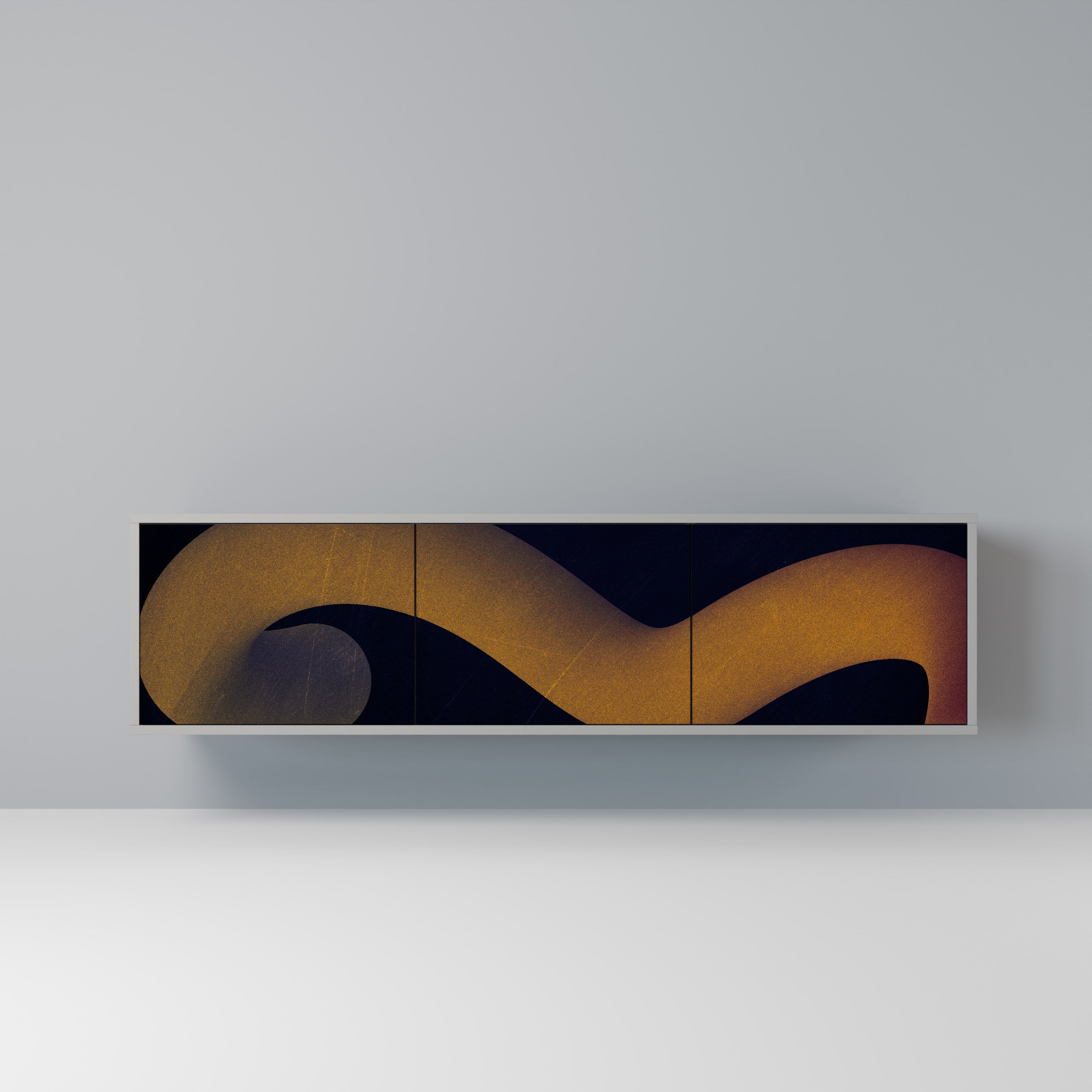 HOLLOW TIME Móvel de TV com 3 Portas em Acabamento Cinzento