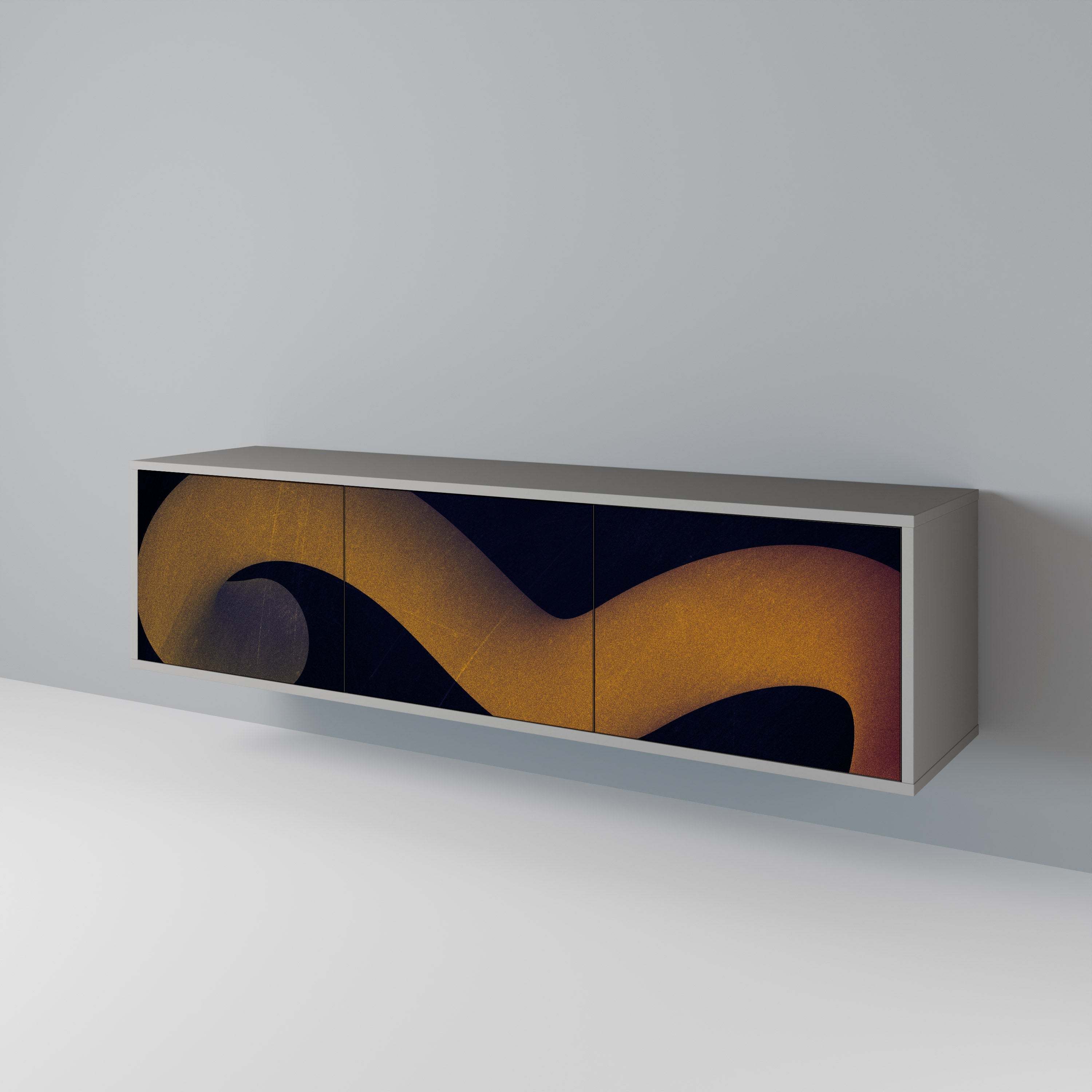 HOLLOW TIME Móvel de TV com 3 Portas em Acabamento Cinzento