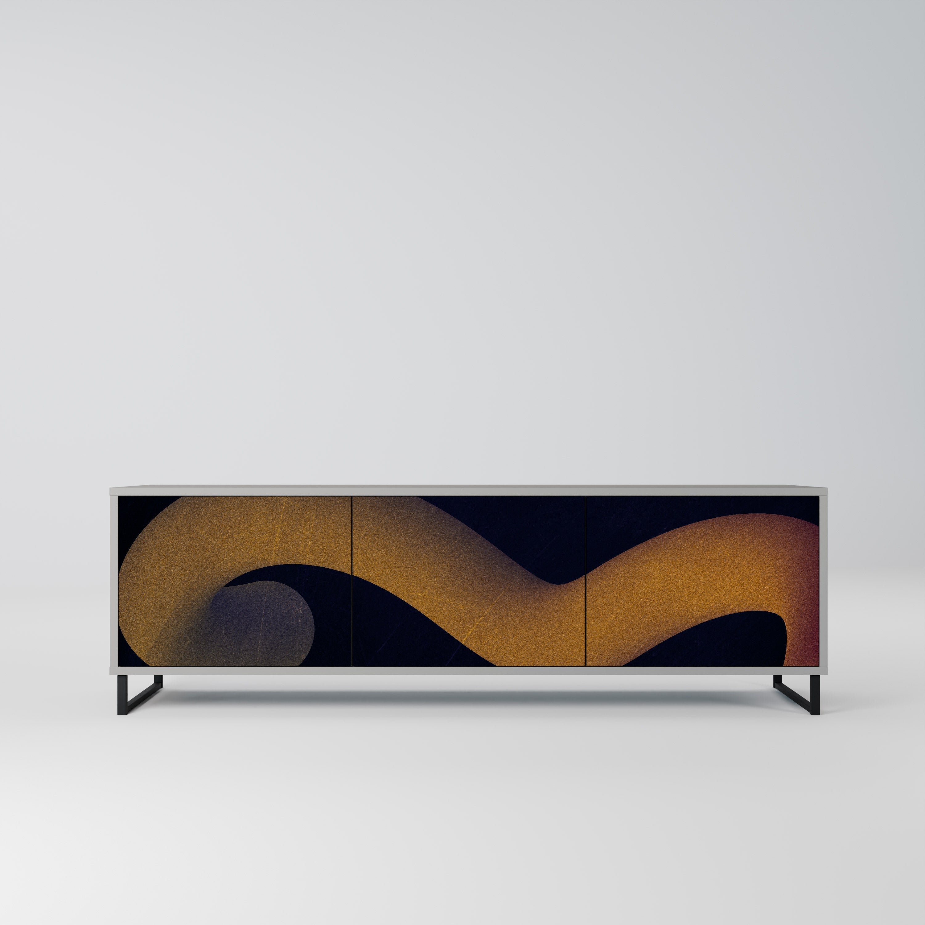 HOLLOW TIME Móvel de TV com 3 Portas em Acabamento Cinzento