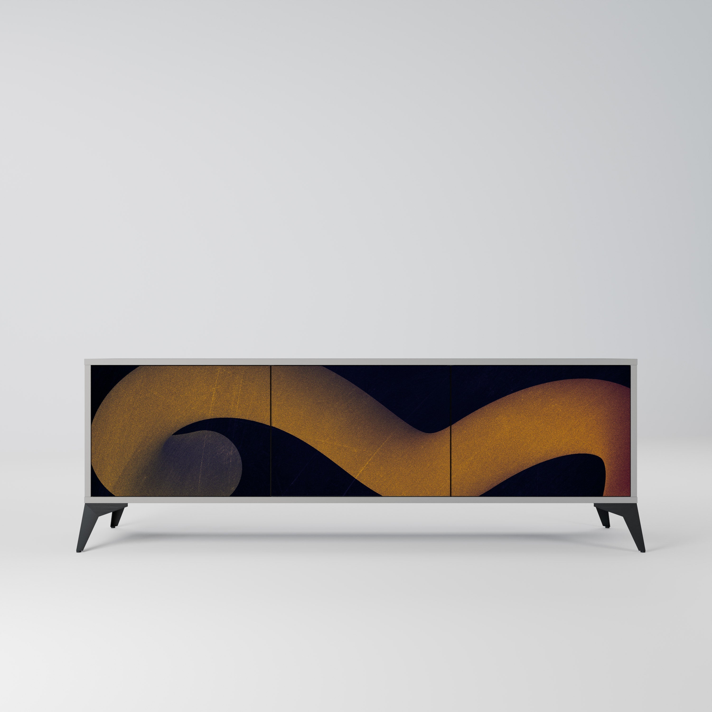 HOLLOW TIME Móvel de TV com 3 Portas em Acabamento Cinzento