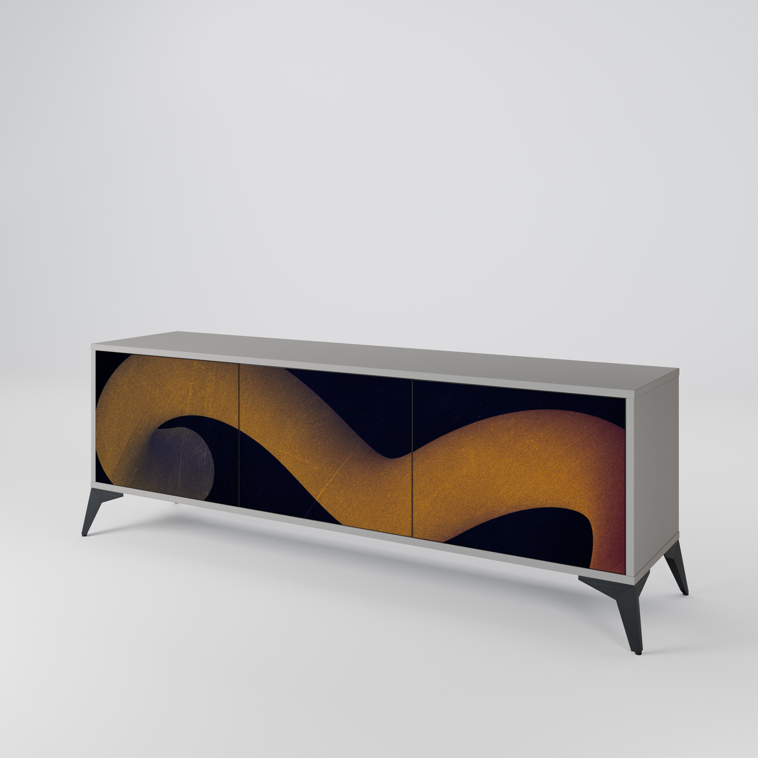 HOLLOW TIME Móvel de TV com 3 Portas em Acabamento Cinzento