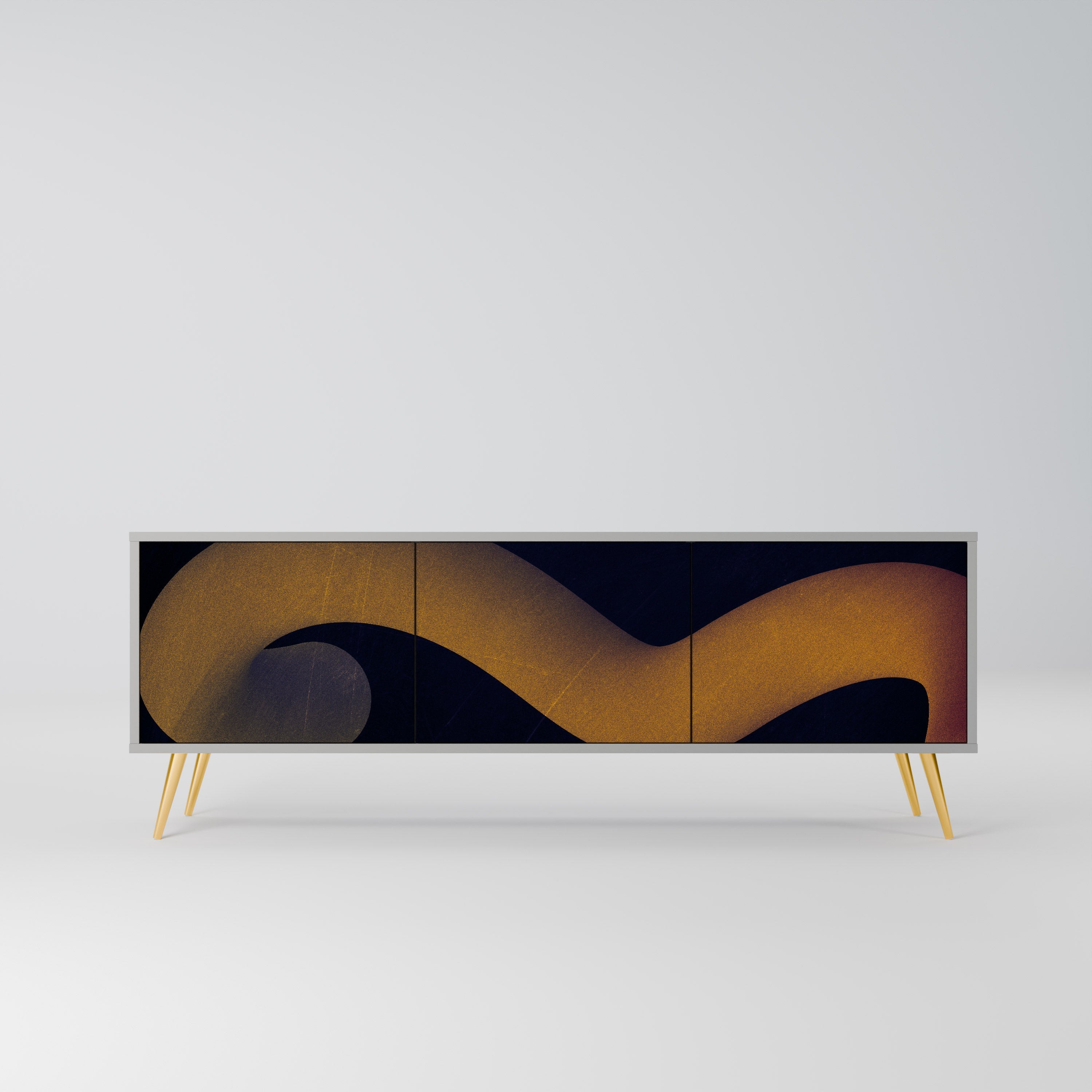 HOLLOW TIME Móvel de TV com 3 Portas em Acabamento Cinzento