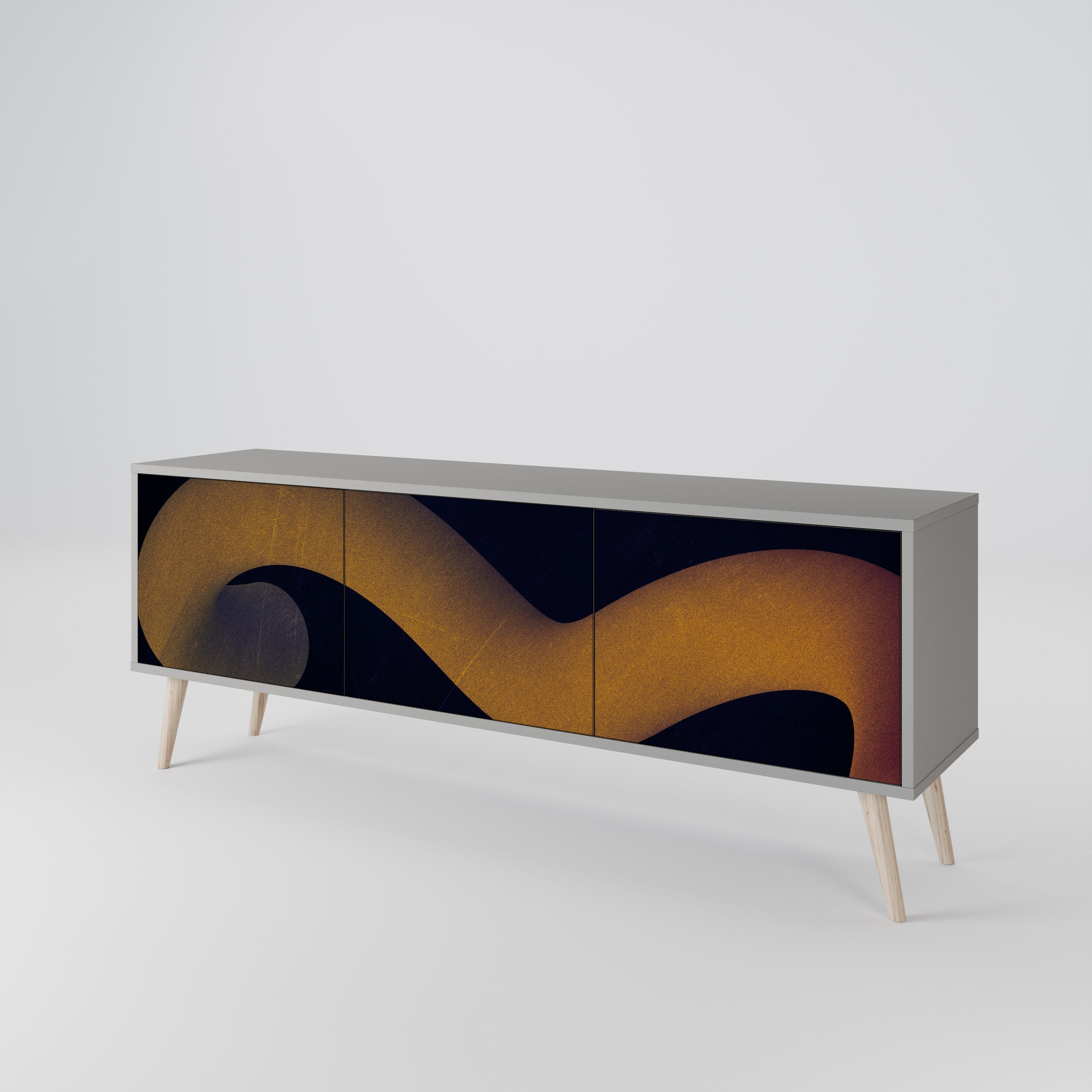 HOLLOW TIME Móvel de TV com 3 Portas em Acabamento Cinzento