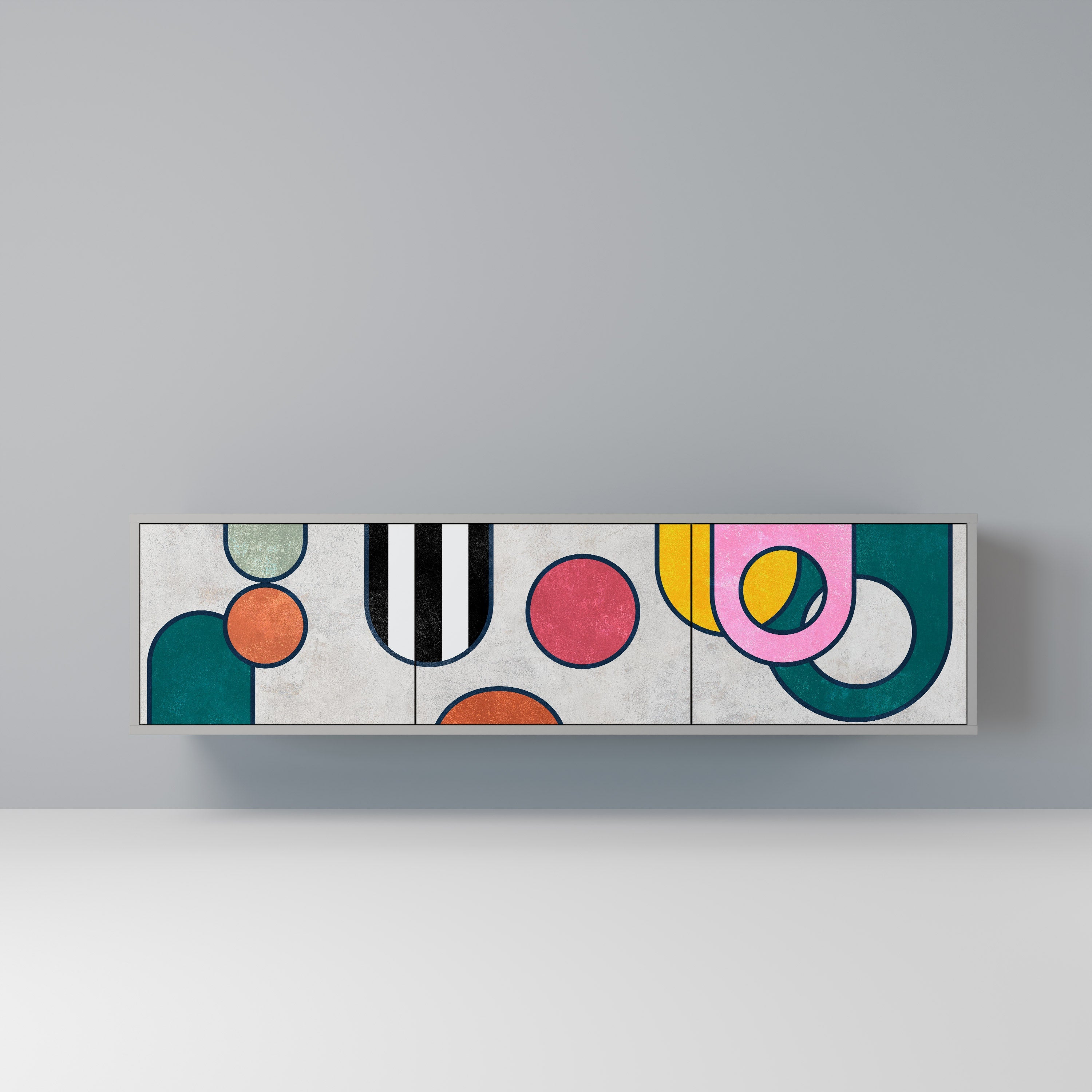 COOL STORY Móvel de TV com 3 Portas em Acabamento Cinzento