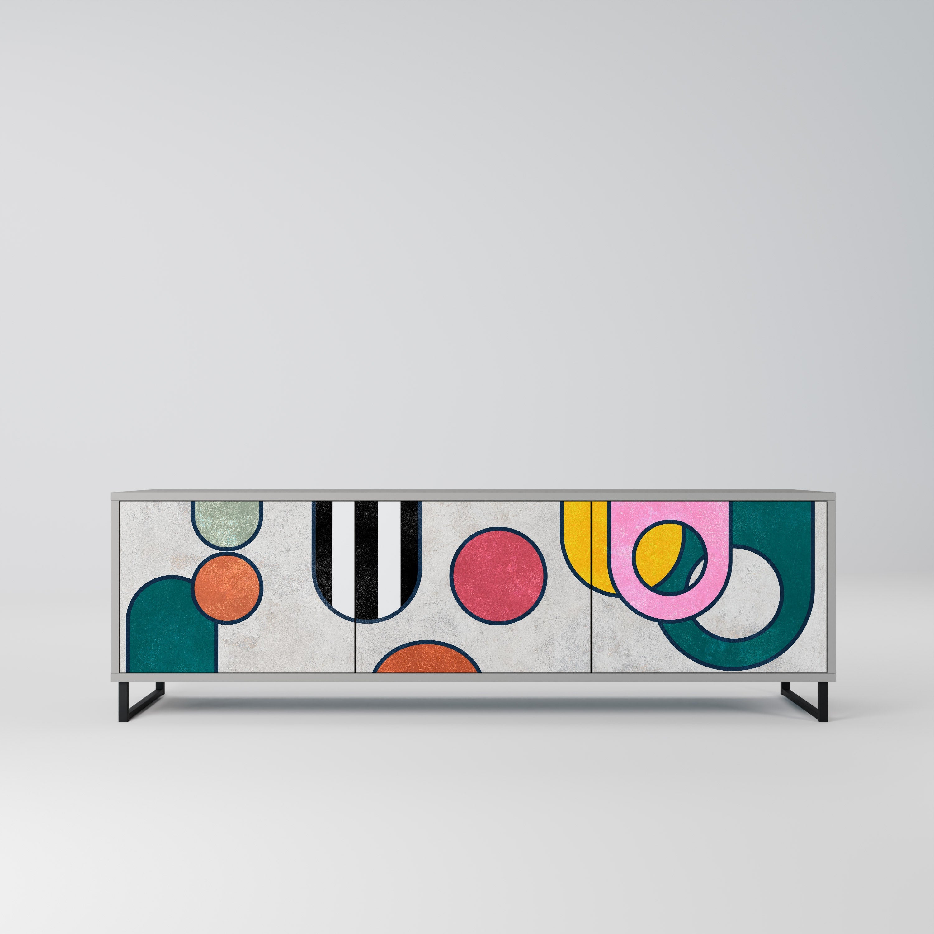 COOL STORY Móvel de TV com 3 Portas em Acabamento Cinzento