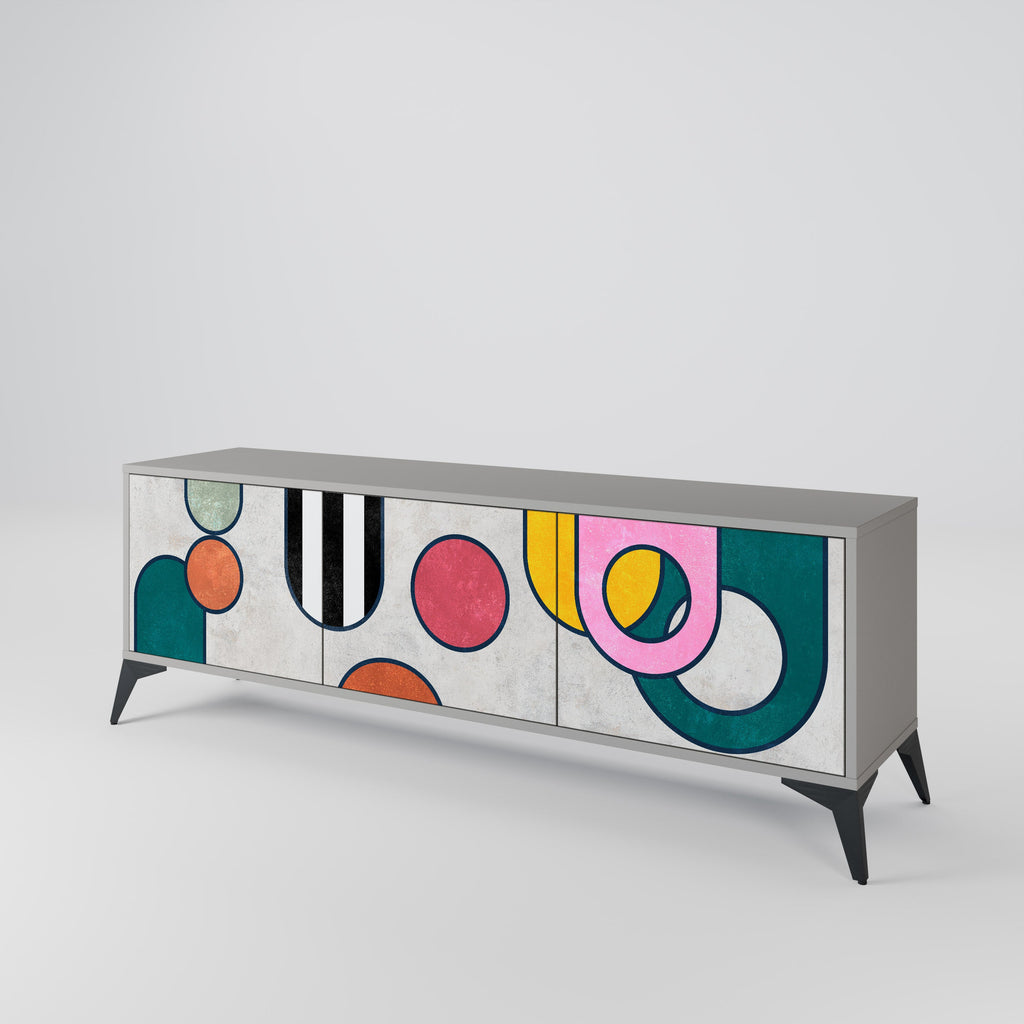 COOL STORY 3-Door TV Stand in Grey Finish