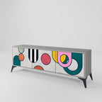 COOL STORY 3-Door TV Stand in Grey Finish