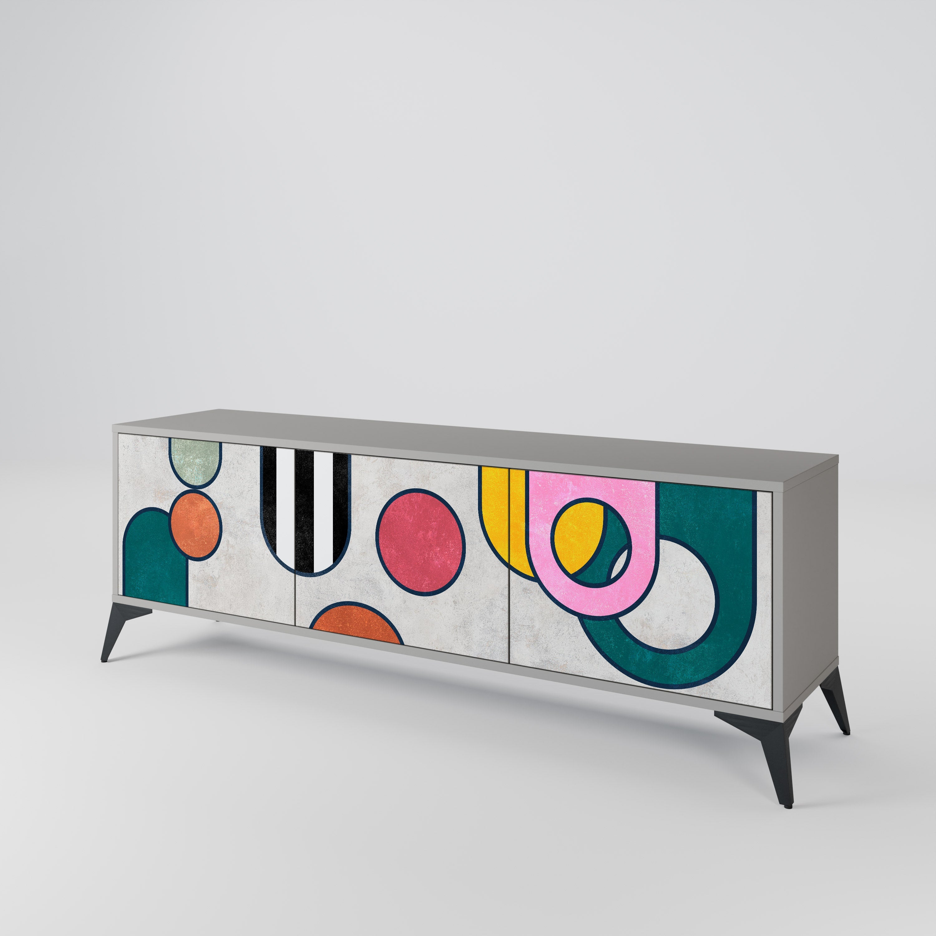 COOL STORY Móvel de TV com 3 Portas em Acabamento Cinzento