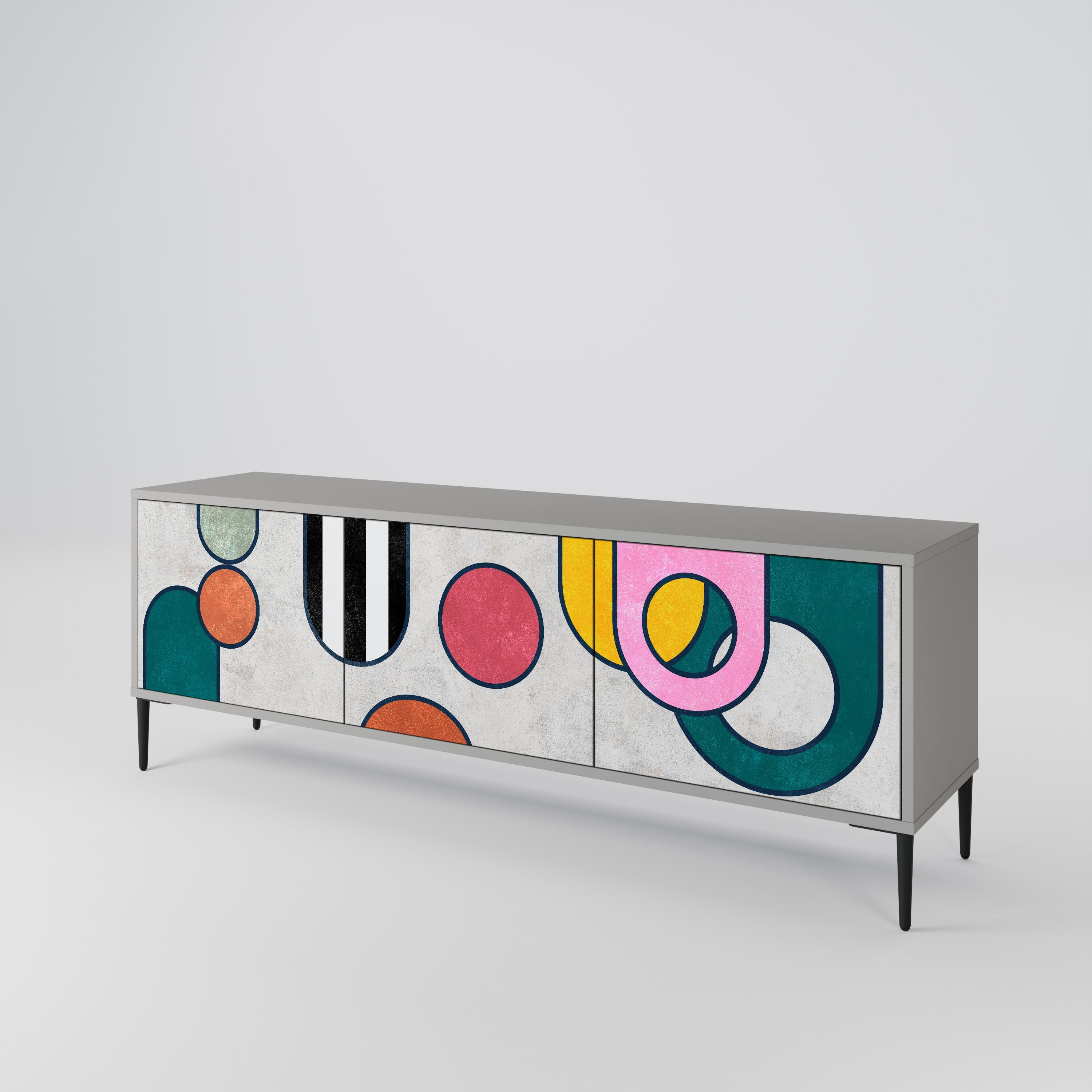 COOL STORY Móvel de TV com 3 Portas em Acabamento Cinzento