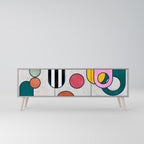 COOL STORY 3-Door TV Stand in Grey Finish