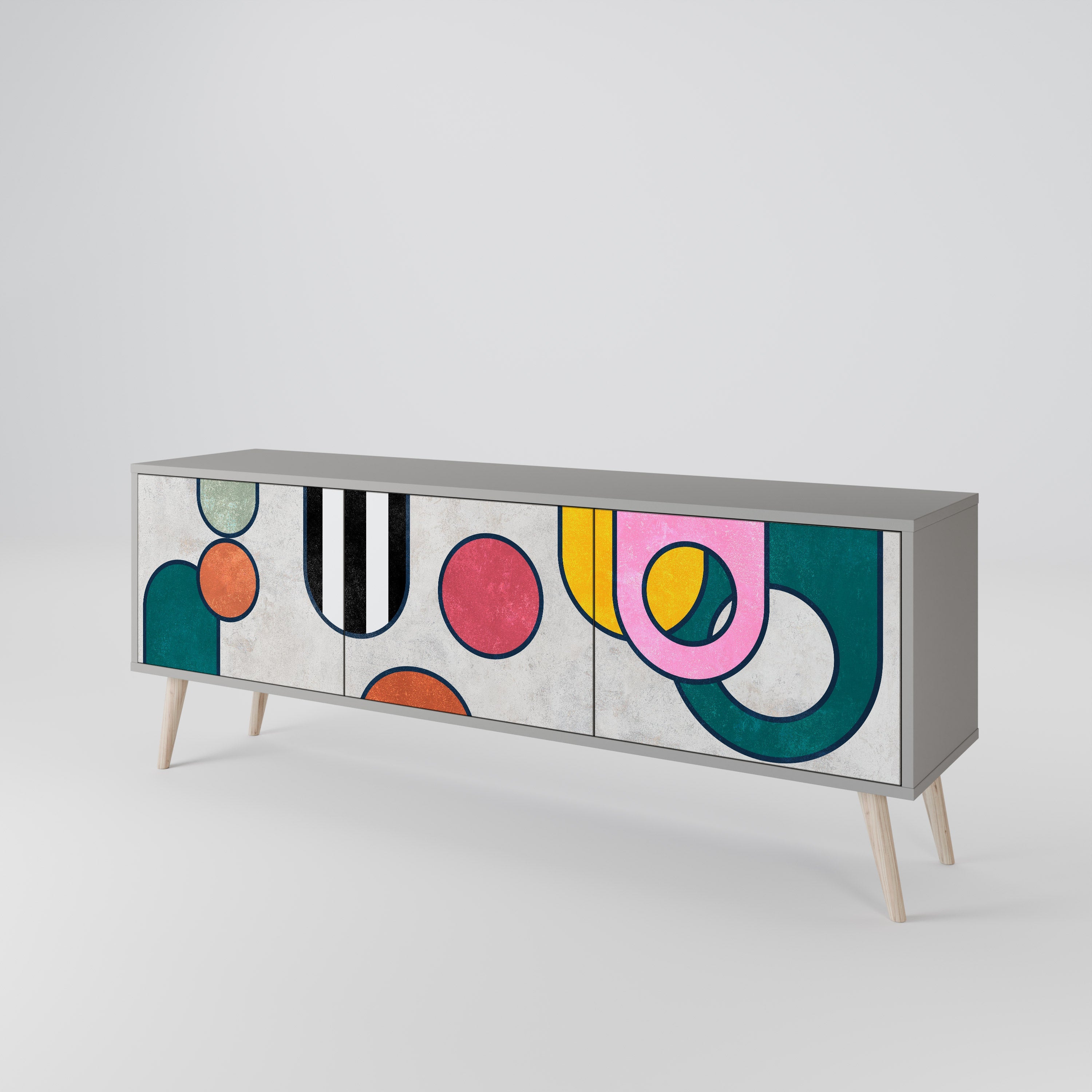 COOL STORY Móvel de TV com 3 Portas em Acabamento Cinzento