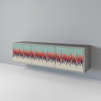 CHROMA CONTOURS 3-Door TV Stand in Grey Finish