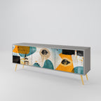 ABSTRACT FACES Móvel de TV com 3 Portas em Acabamento Cinzento